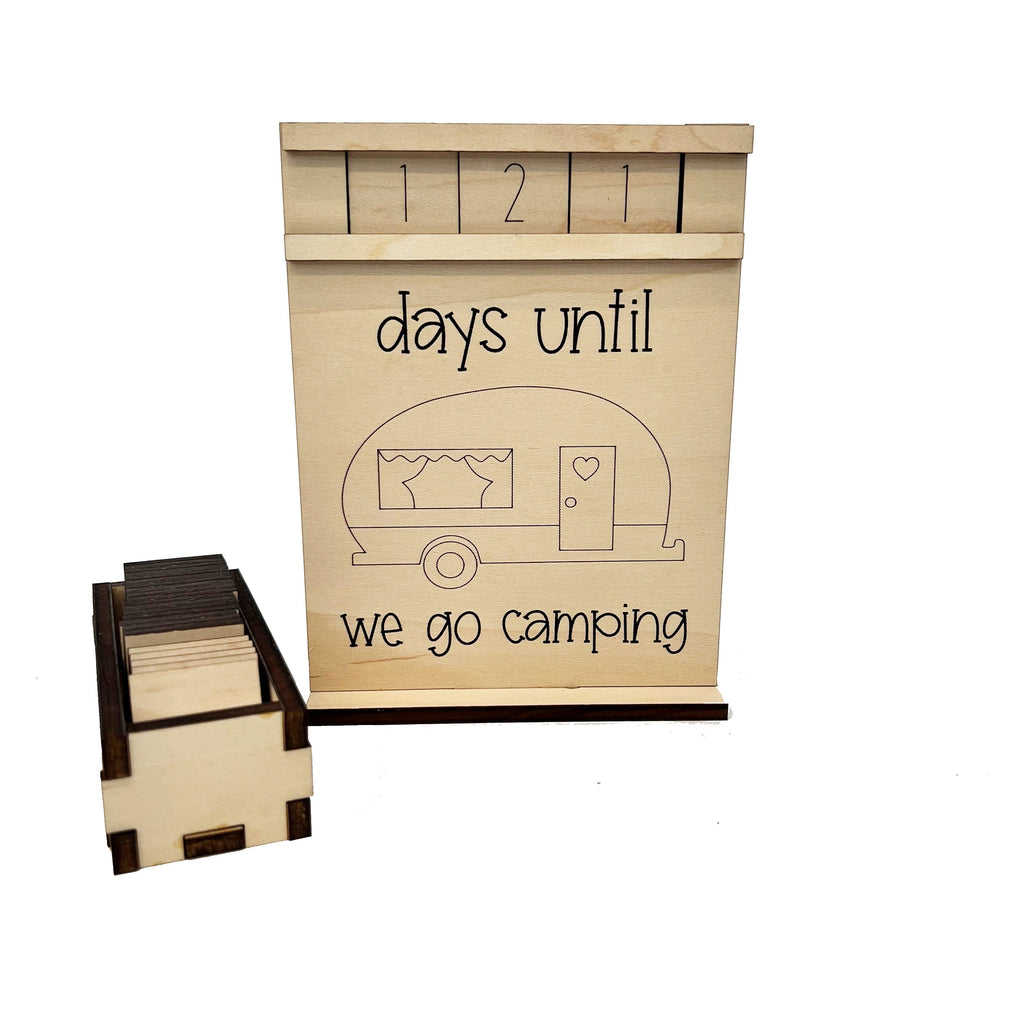 Days Until We Go Camping Wood Countdown