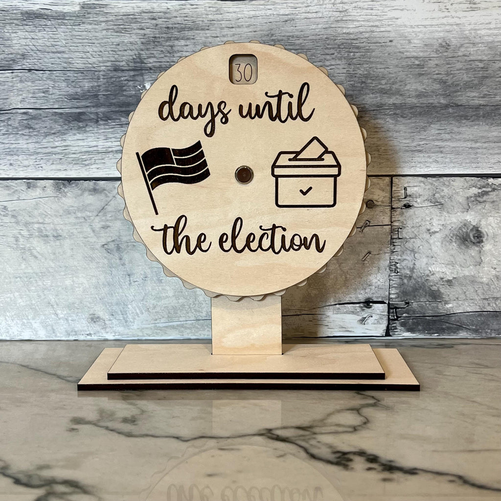 Days Until the Election 30 Day Desktop Wood Countdown Spinner