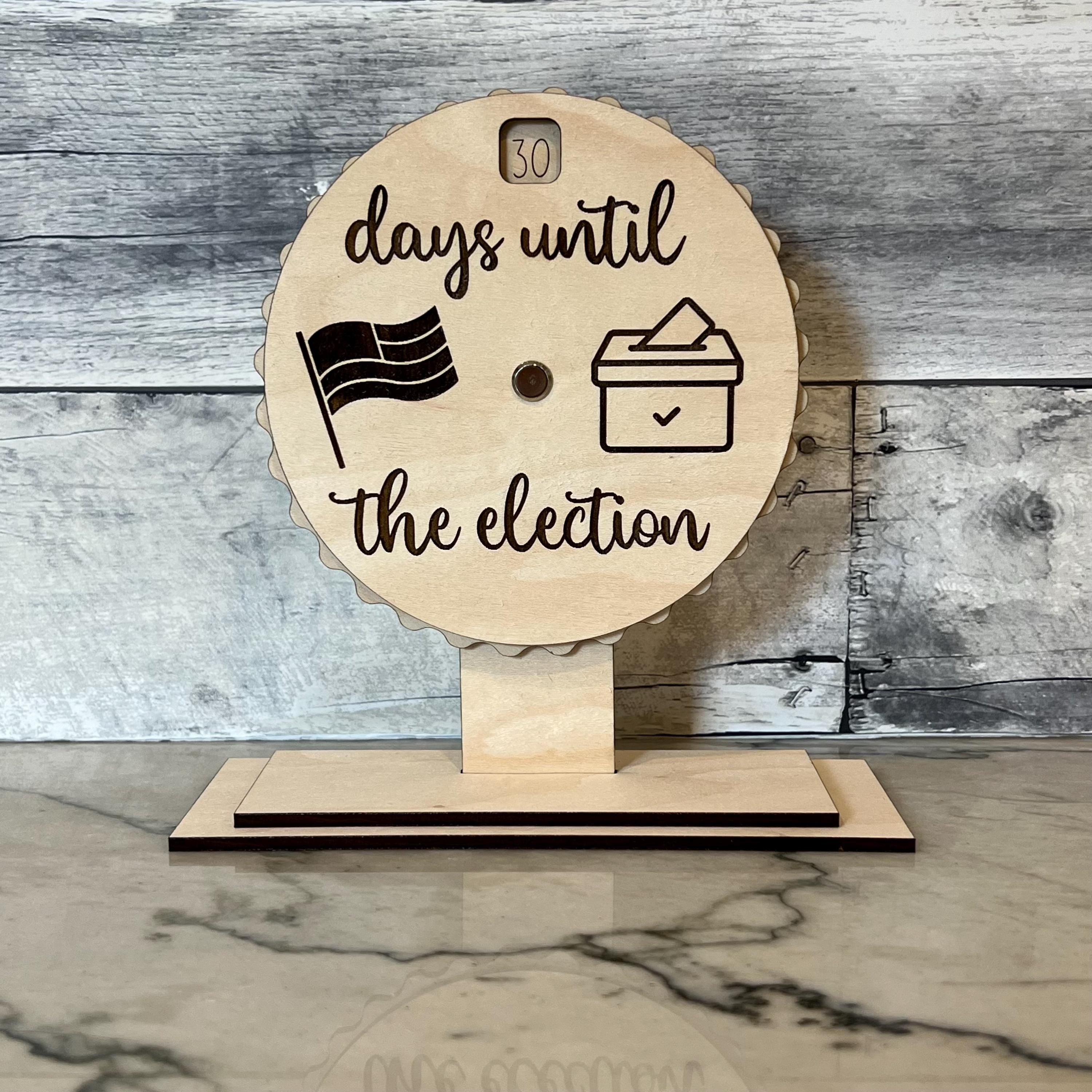 Days Until the Election 30 Day Desktop Wood Countdown Spinner