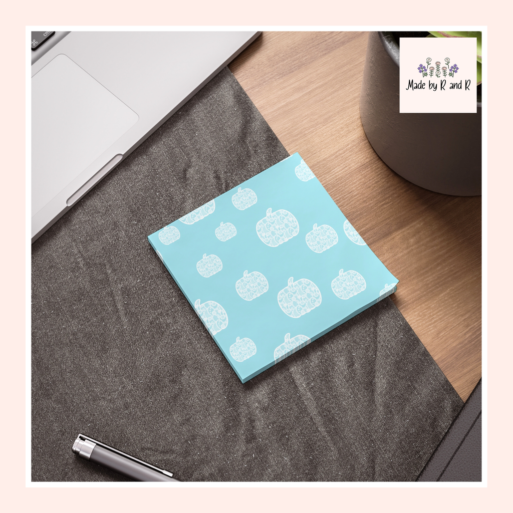 Teal Pumpkin Post-It Note Pads, Fall Themed Sticky Notes, Fall Memo Pads, Perfect for Autumn