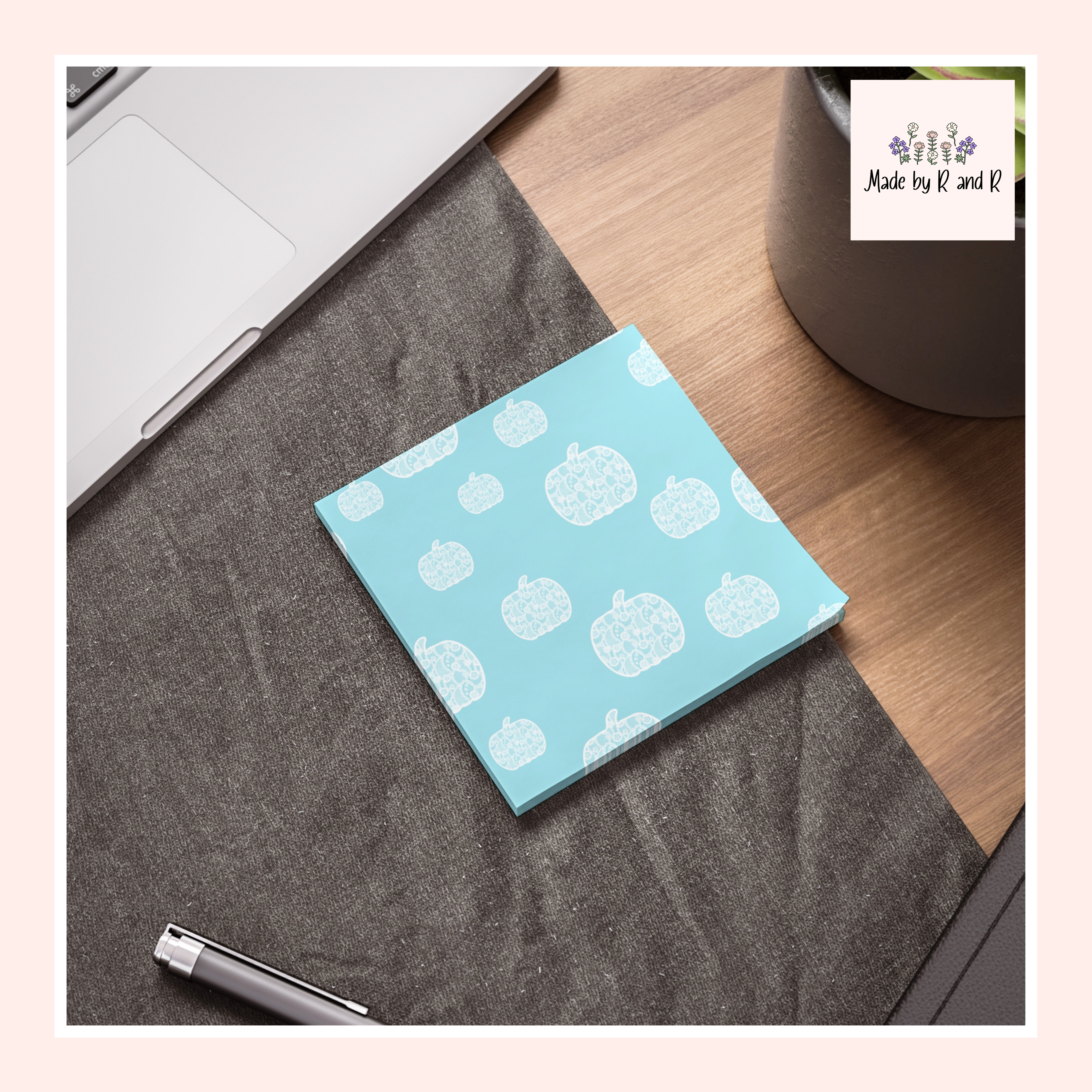 Teal Pumpkin Post-It Note Pads, Fall Themed Sticky Notes, Fall Memo Pads, Perfect for Autumn