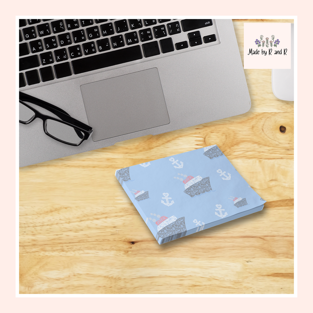 Blue Nautical Post-It Note Pads, Cruise Themed Sticky Notes, Cruise Ship Memo Pads, Perfect for Cruise Gifts