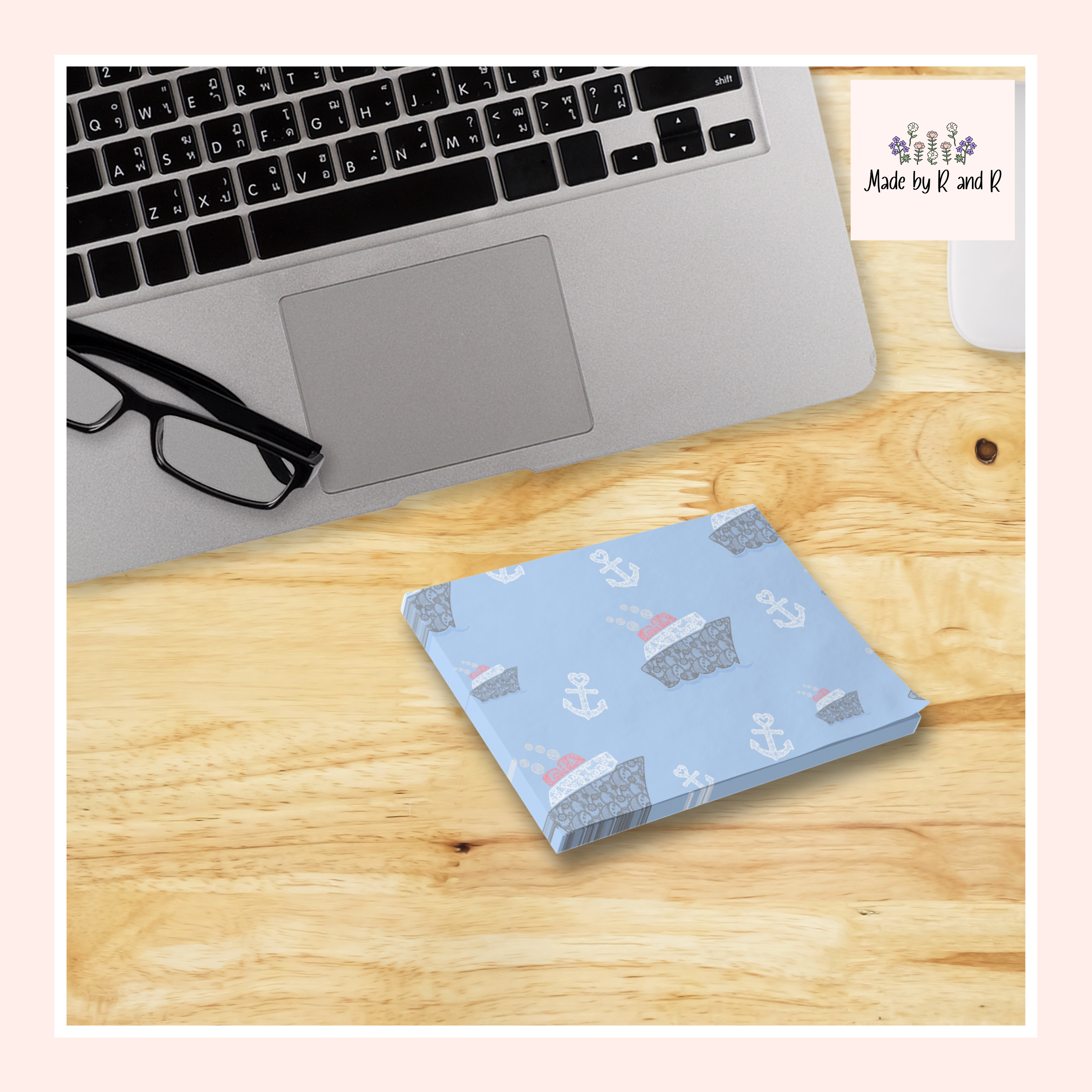 Blue Nautical Post-It Note Pads, Cruise Themed Sticky Notes, Cruise Ship Memo Pads, Perfect for Cruise Gifts