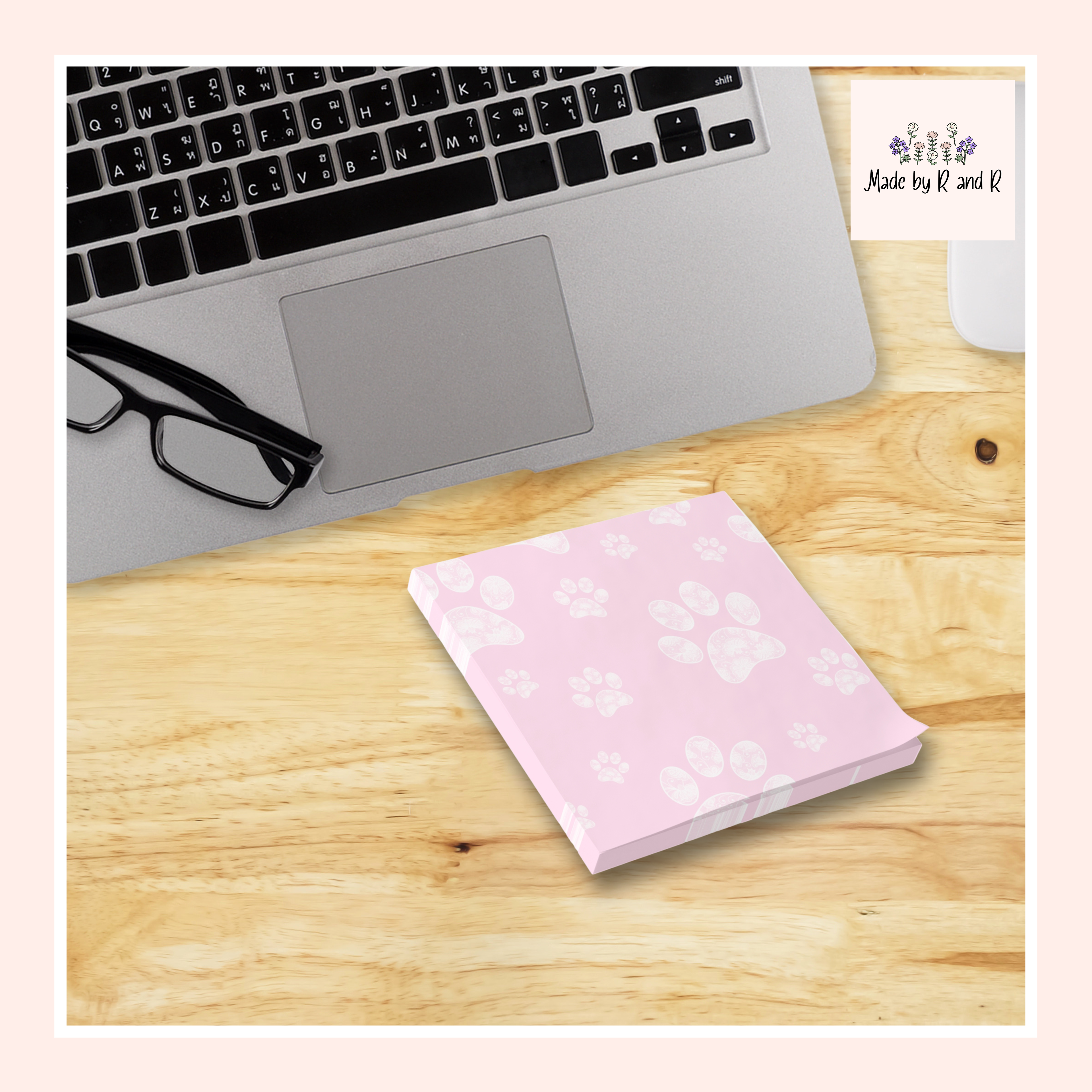 Pink Paw Print Post-It Note Pads, Dog Themed Sticky Notes, Puppy Memo Pads, Perfect for Dog Lovers