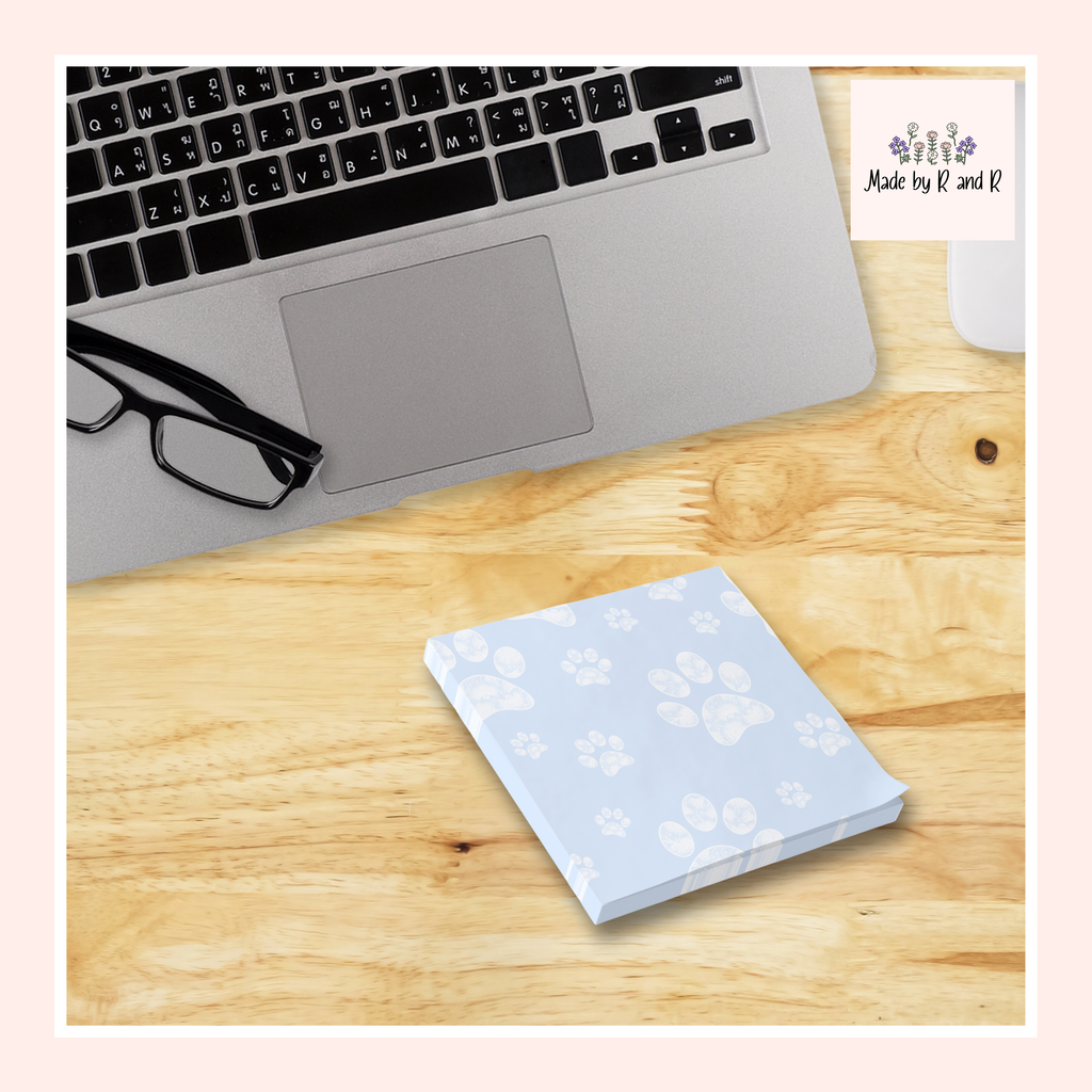 Blue Paw Print Post-It Note Pads, Dog Themed Sticky Notes, Puppy Memo Pads, Perfect for Dog Lovers