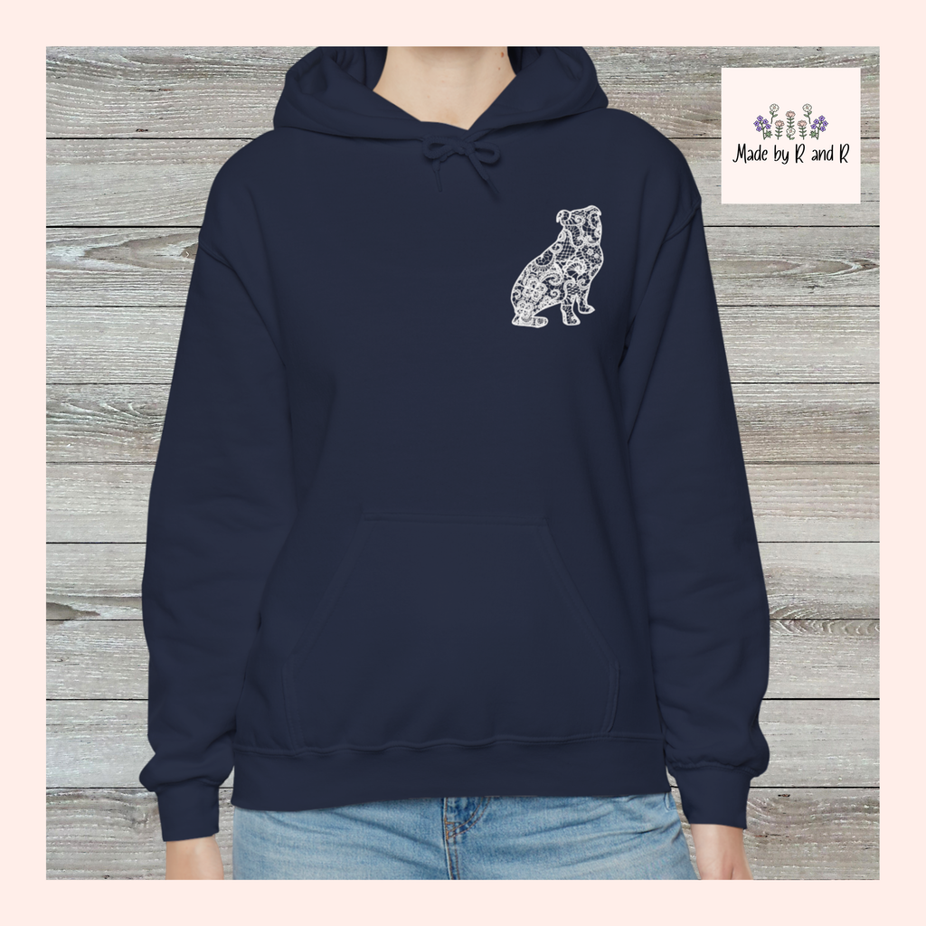 Lace Bulldog Unisex Hooded Sweatshirt - Gift for Dog Lovers, Relaxed Style