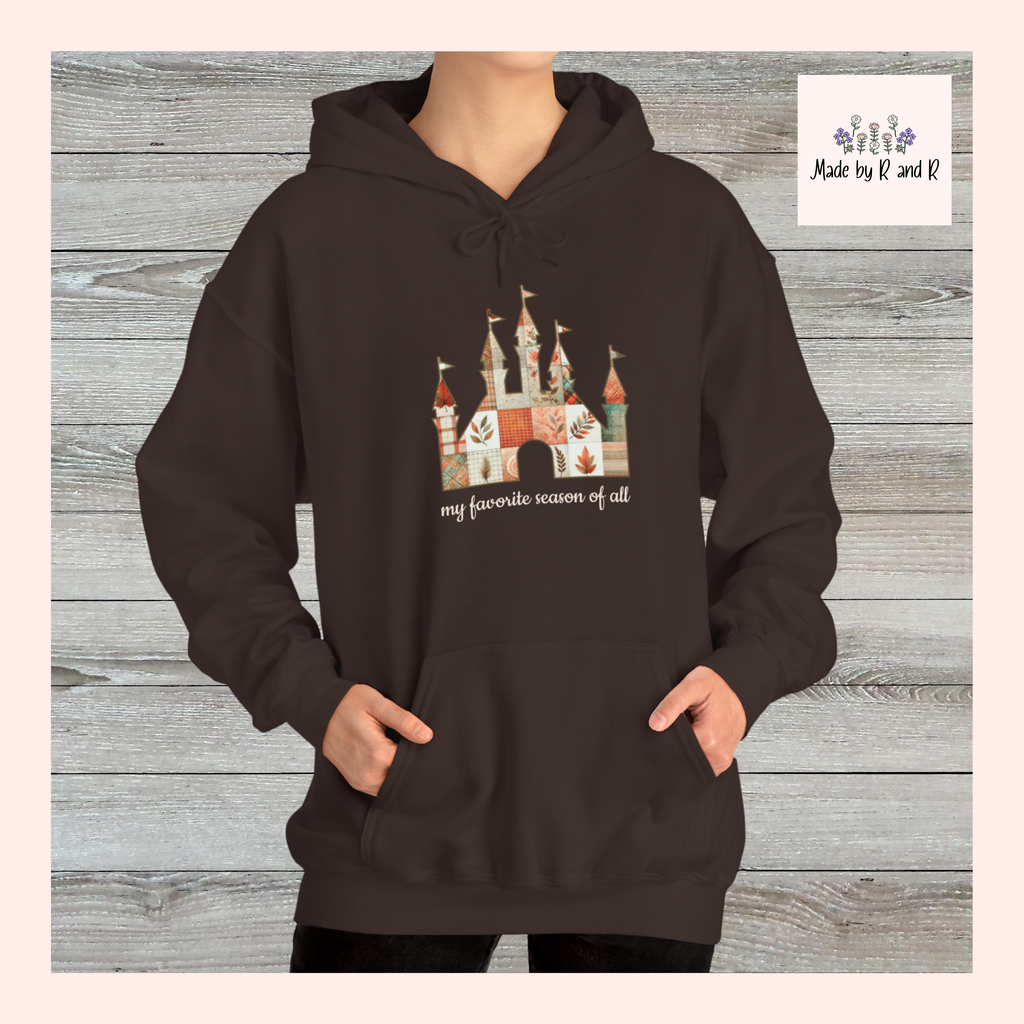 Patchwork Castle Unisex Hooded Sweatshirt: Cozy Apparel for Fall