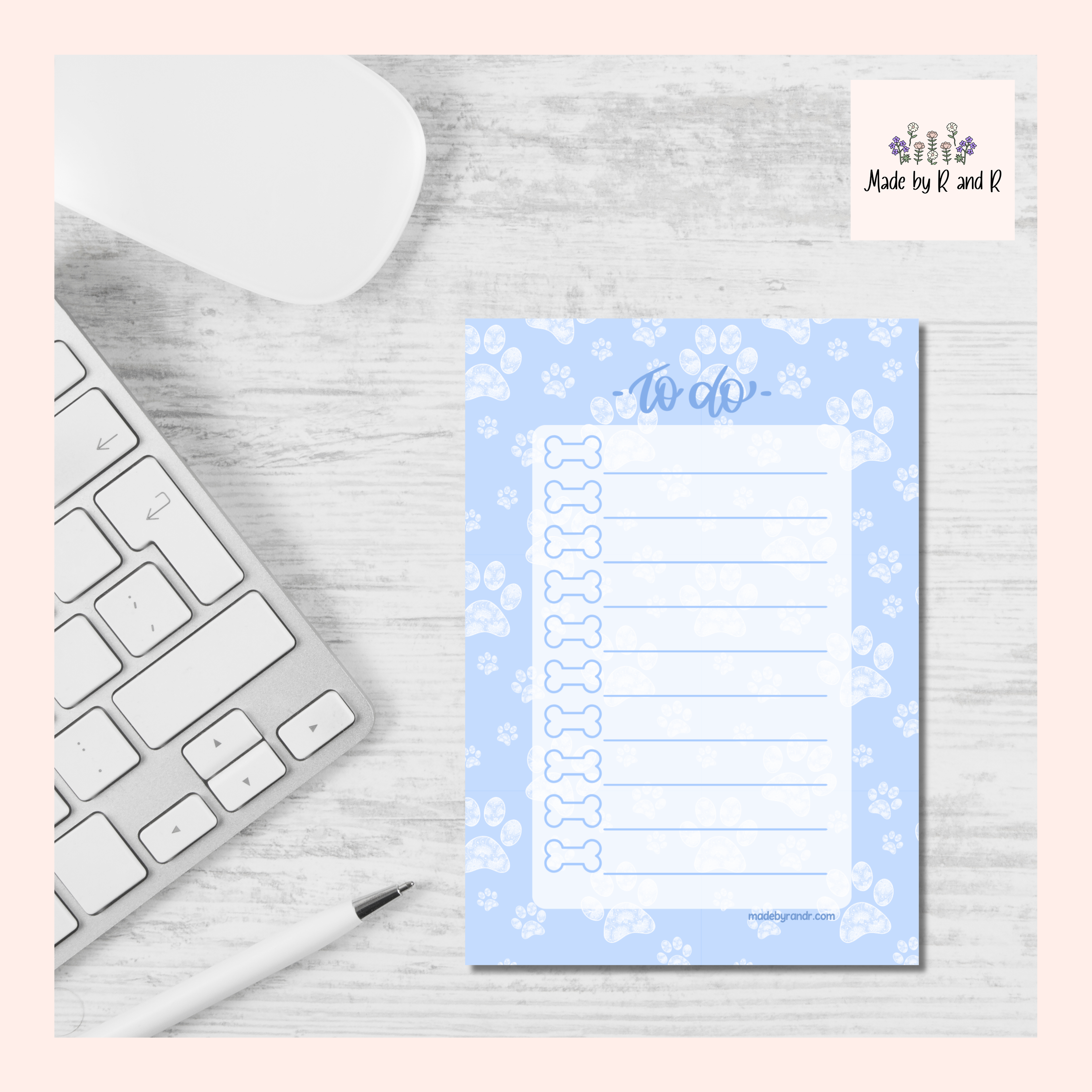 Blue Paw Print To Do Checklist Sticky Notes for Planning & Lists