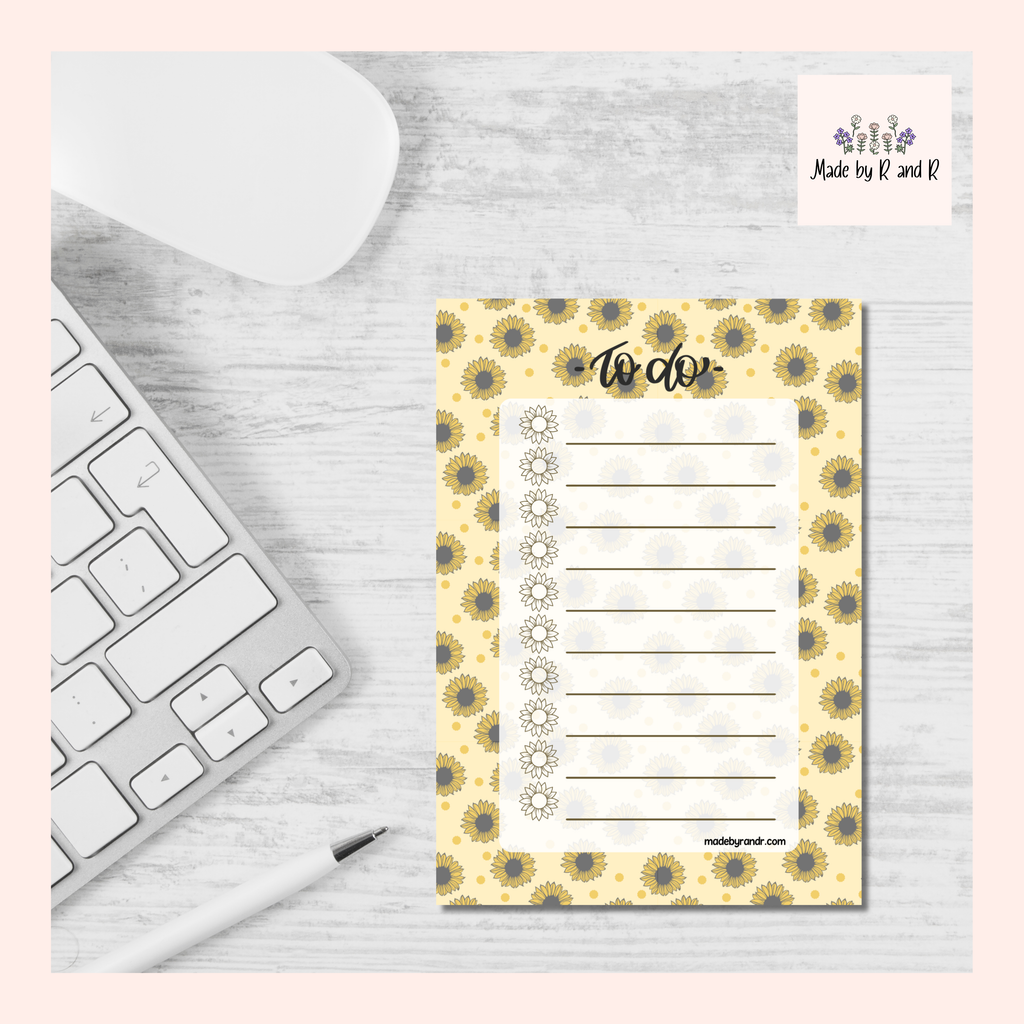 Sunflower To Do Checklist Sticky Notes for Planning & Lists
