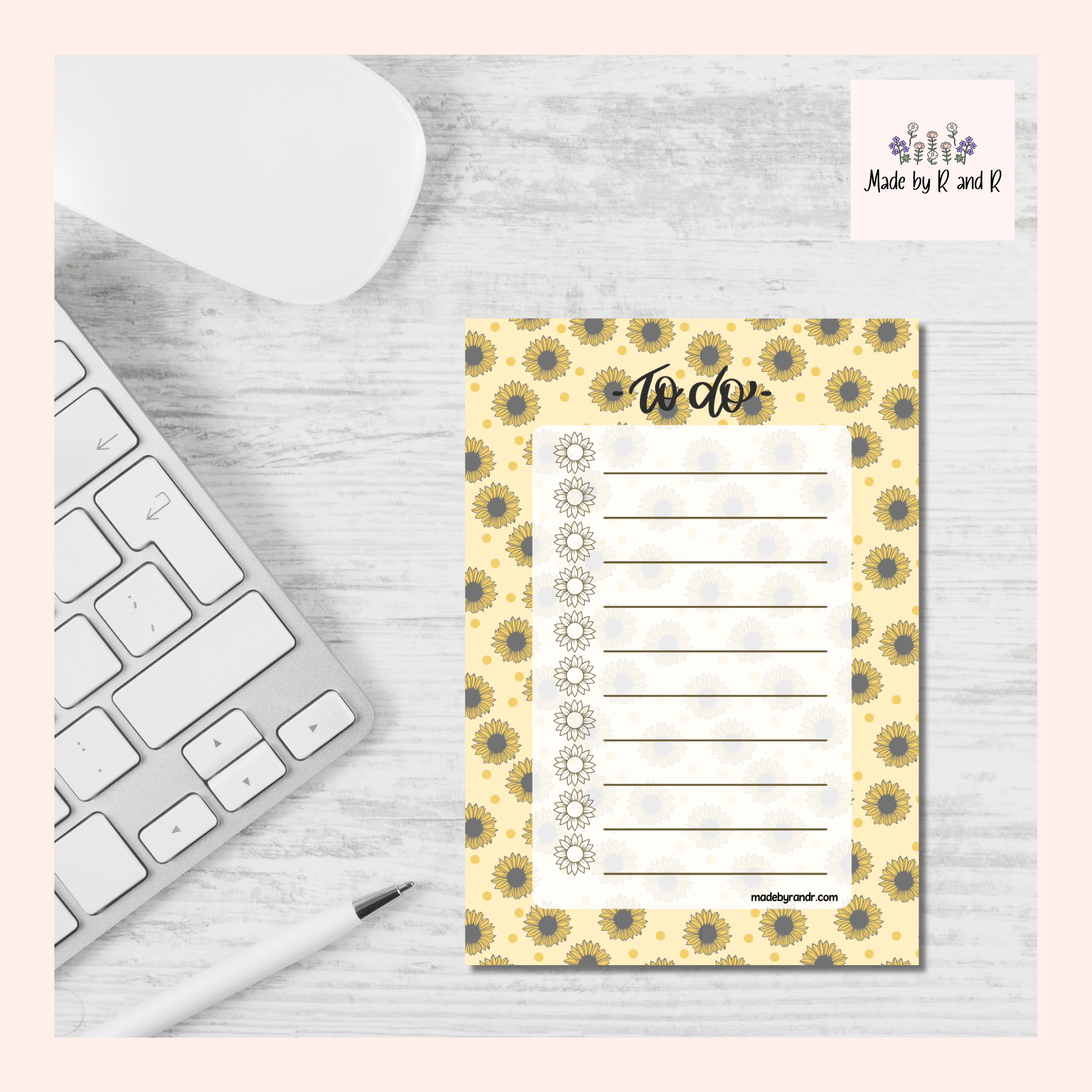 Sunflower To Do Checklist Sticky Notes for Planning & Lists