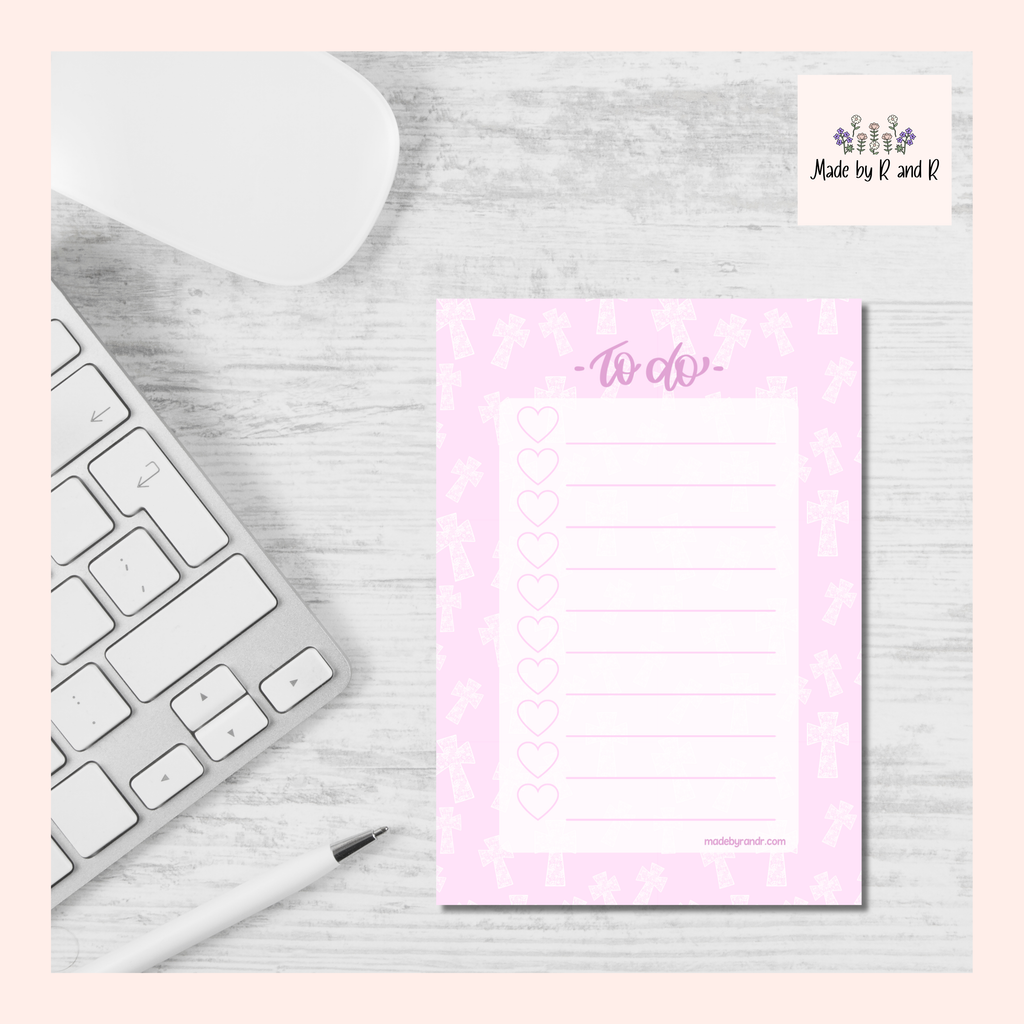 Pink Cross To Do Checklist Sticky Notes for Planning & Lists
