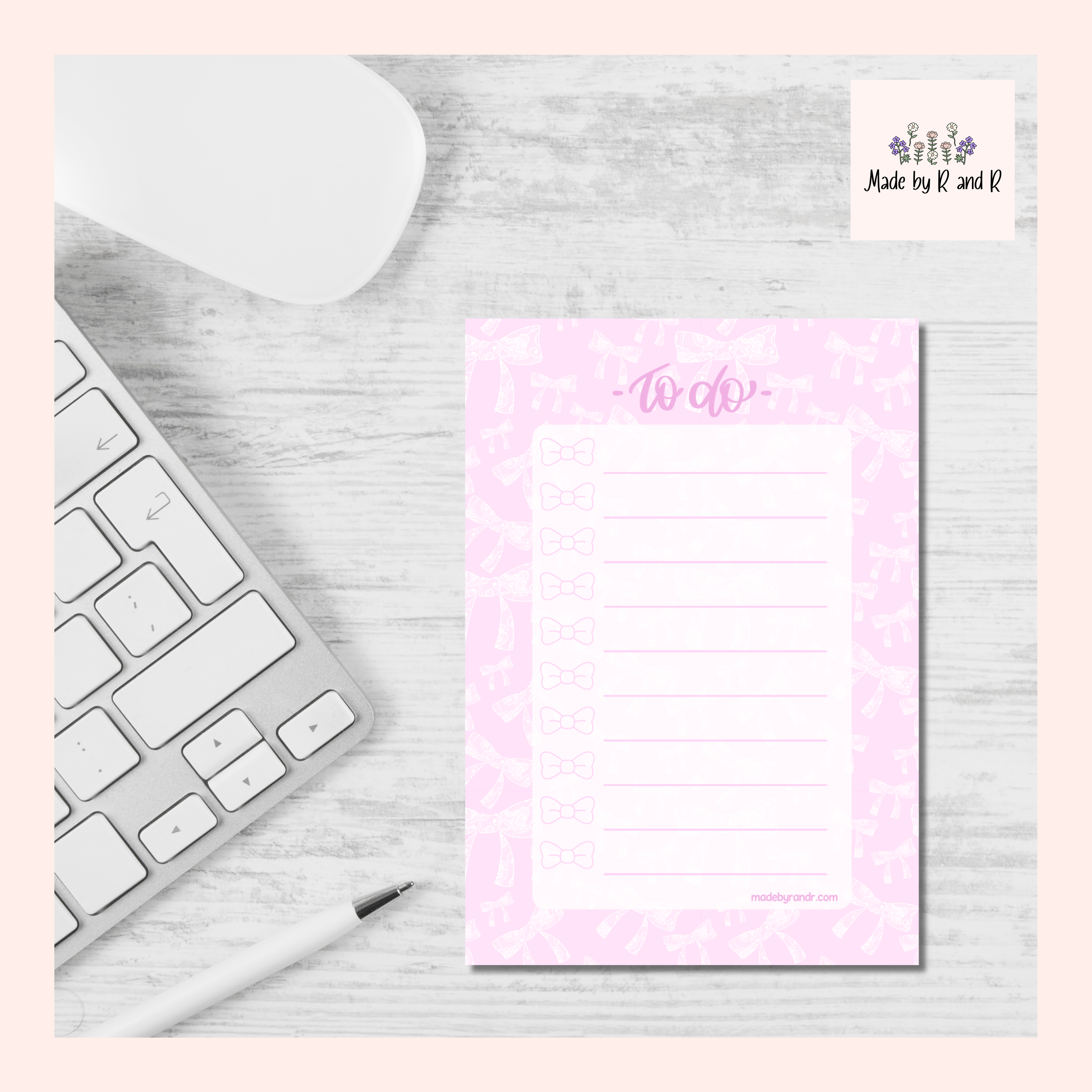 Pink Bows To Do Checklist Sticky Notes for Planning & Lists