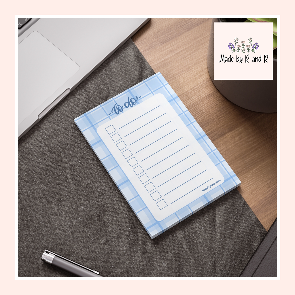 Blue Plaid To Do Checklist Sticky Notes for Planning & Lists