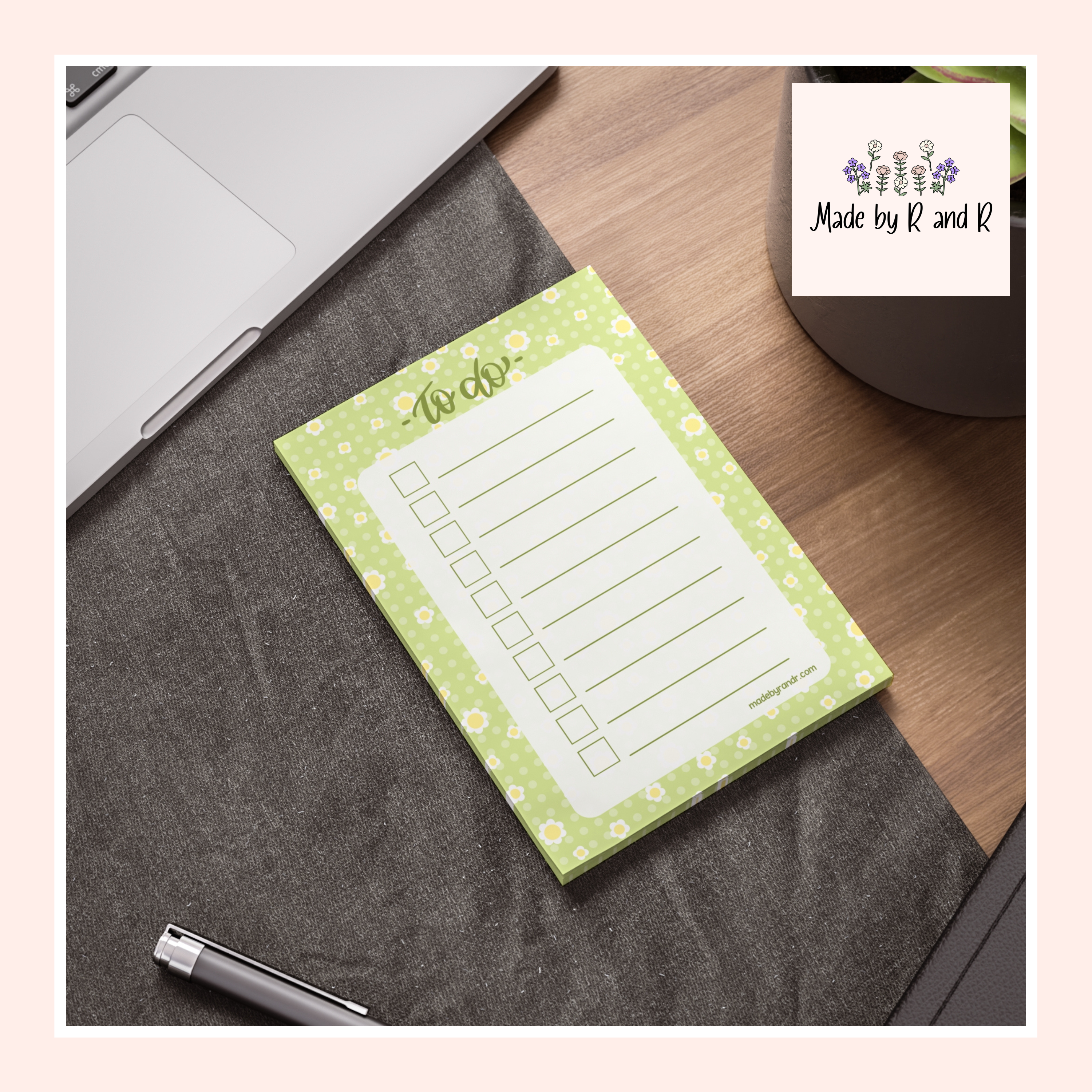 Green Floral To Do Checklist Sticky Notes for Planning & Lists