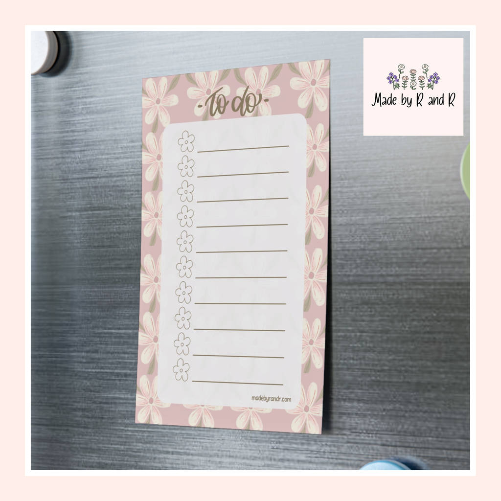 Pink Floral To Do Checklist Sticky Notes for Planning & Lists