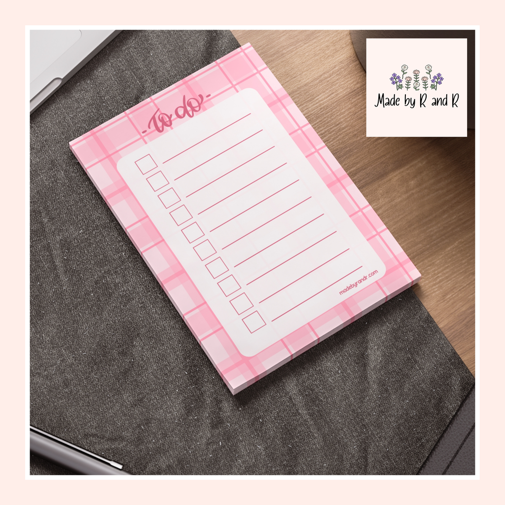 Pink Plaid To Do Checklist Sticky Notes for Planning & Lists