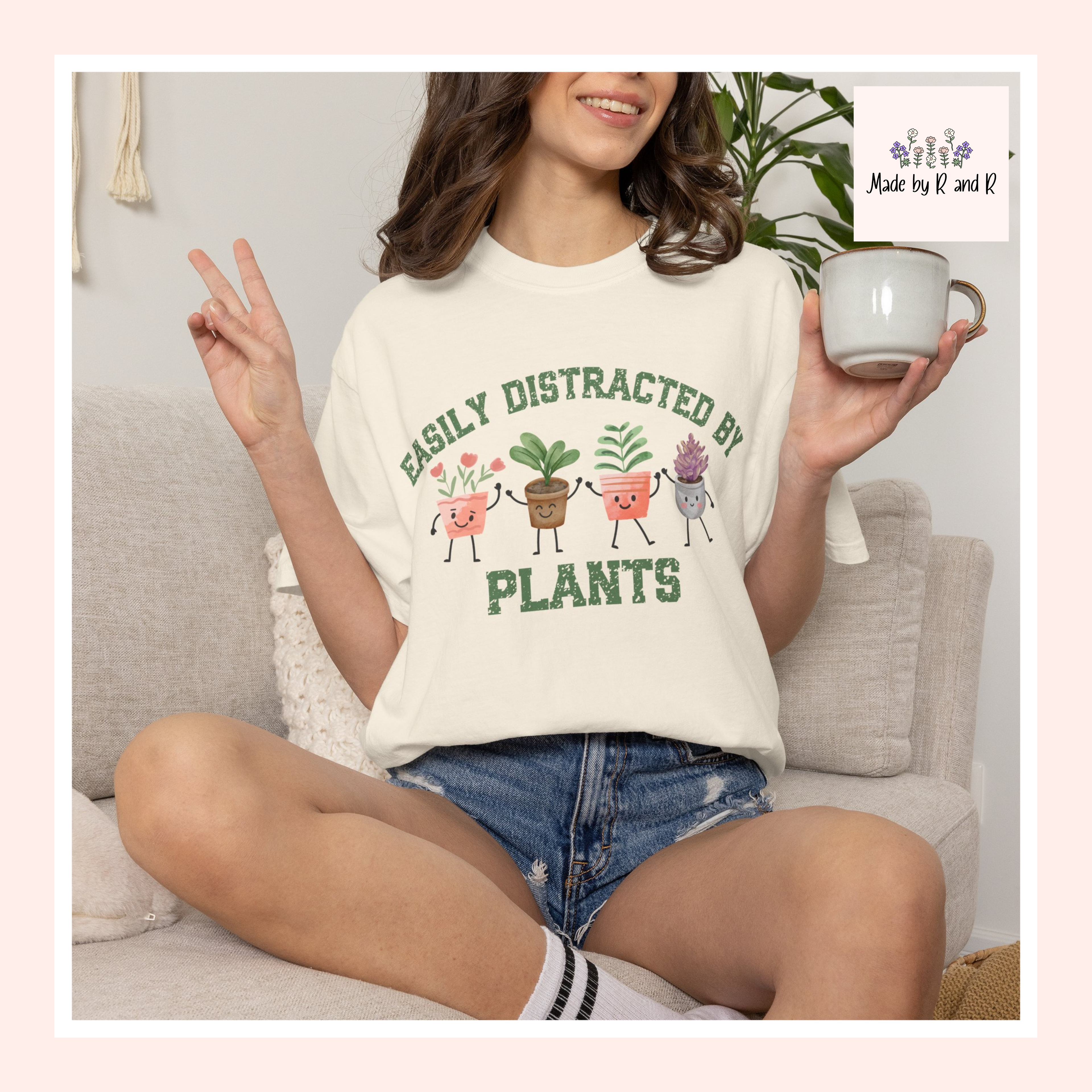 Easily Distracted By Plants Tee, Cute Plant Lover Graphic T-Shirt