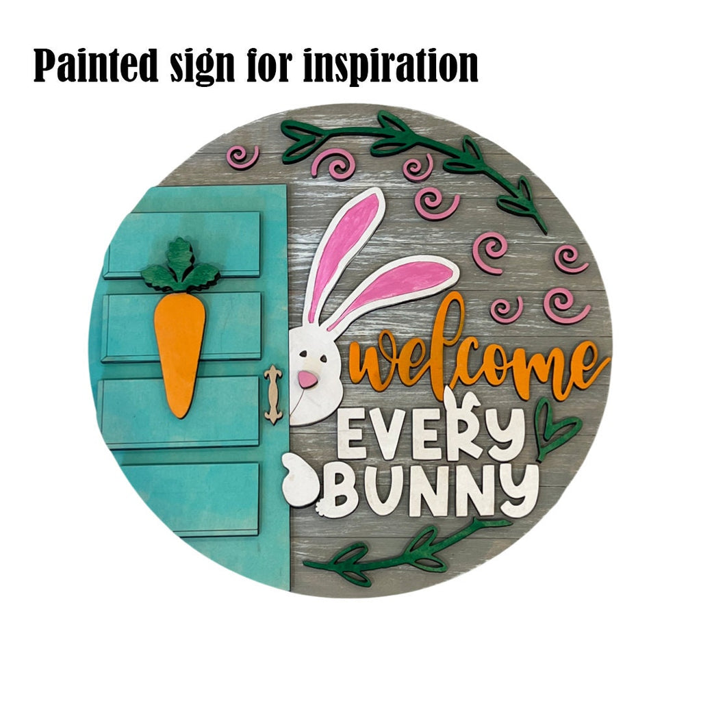 Welcome Every Bunny Wood Sign Cut Outs