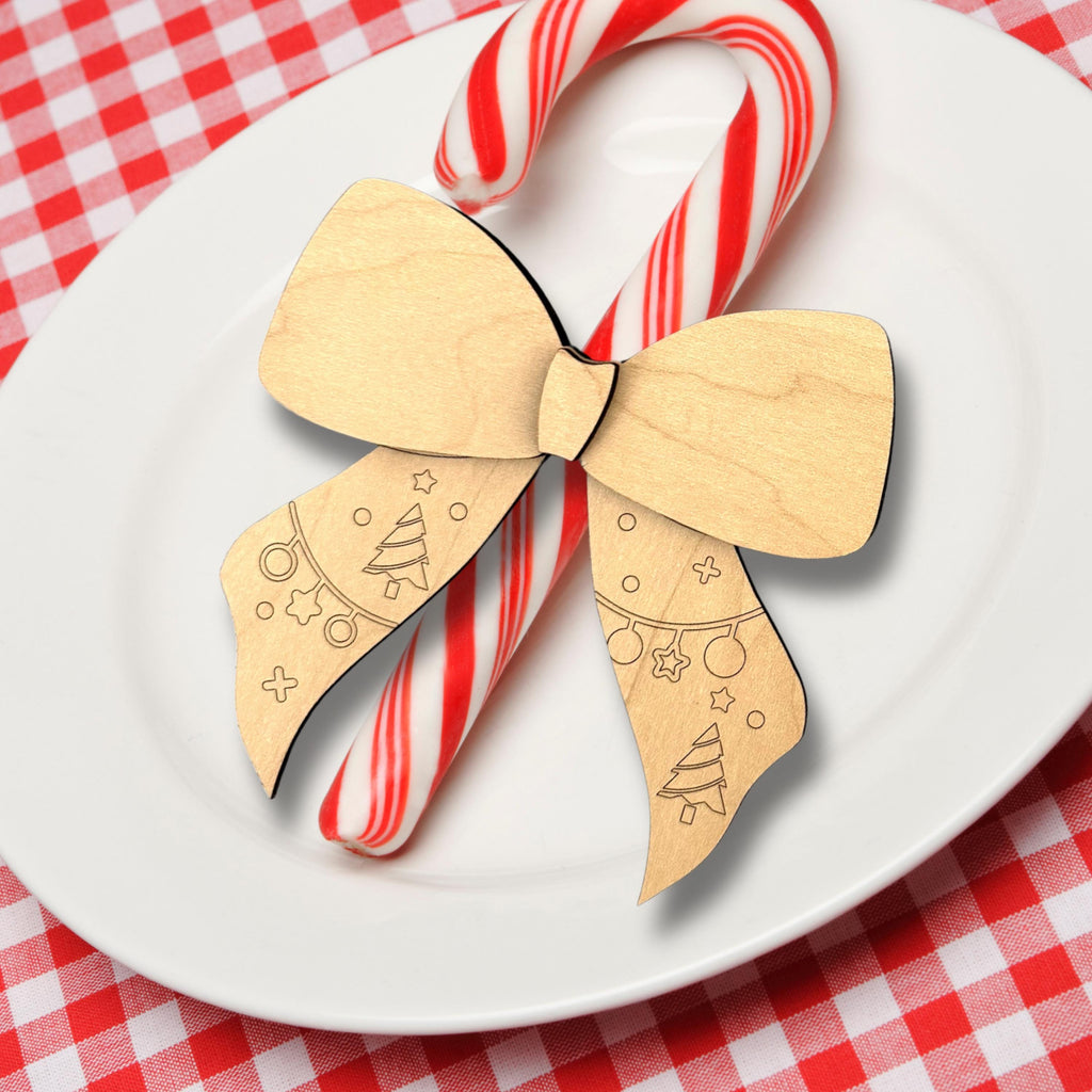 Christmas Place Setting Wood Bows (Set of 4)