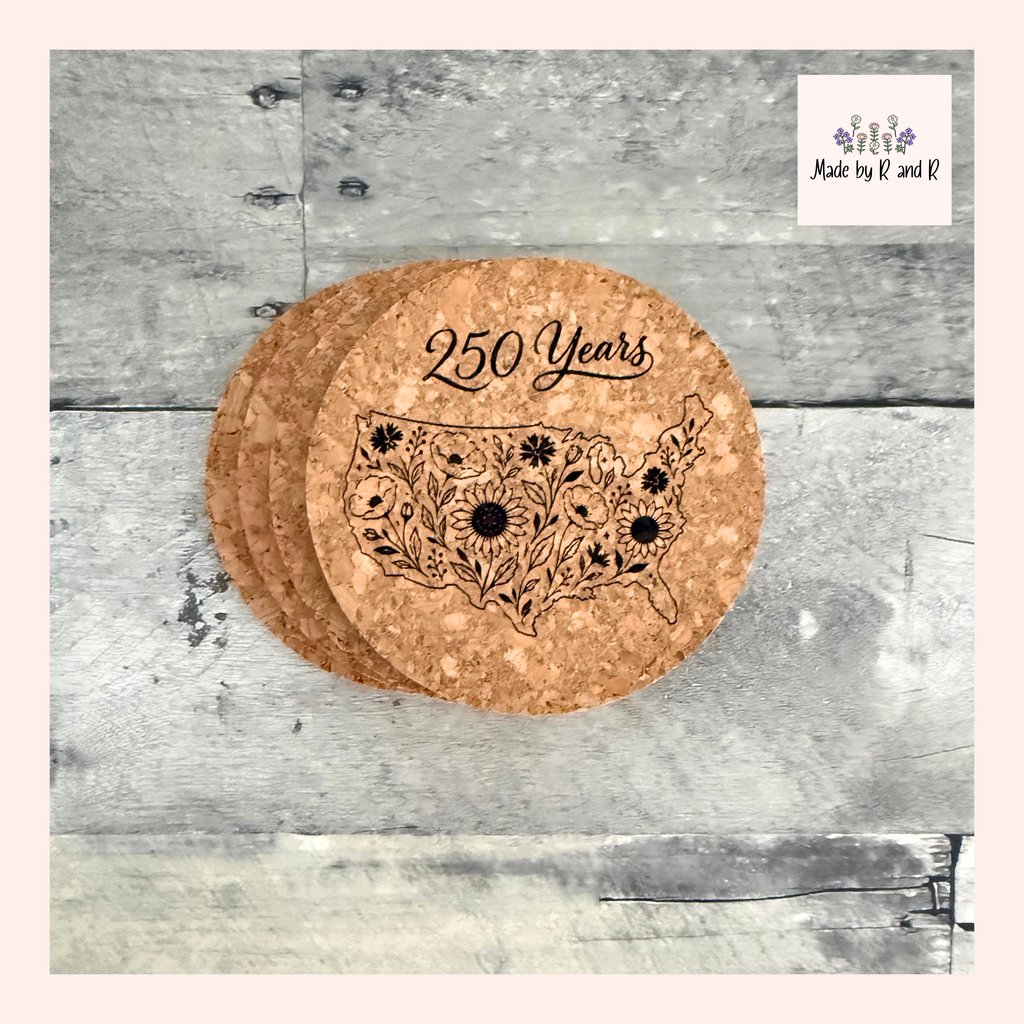 Floral America 250 Years Coasters, Set of 4