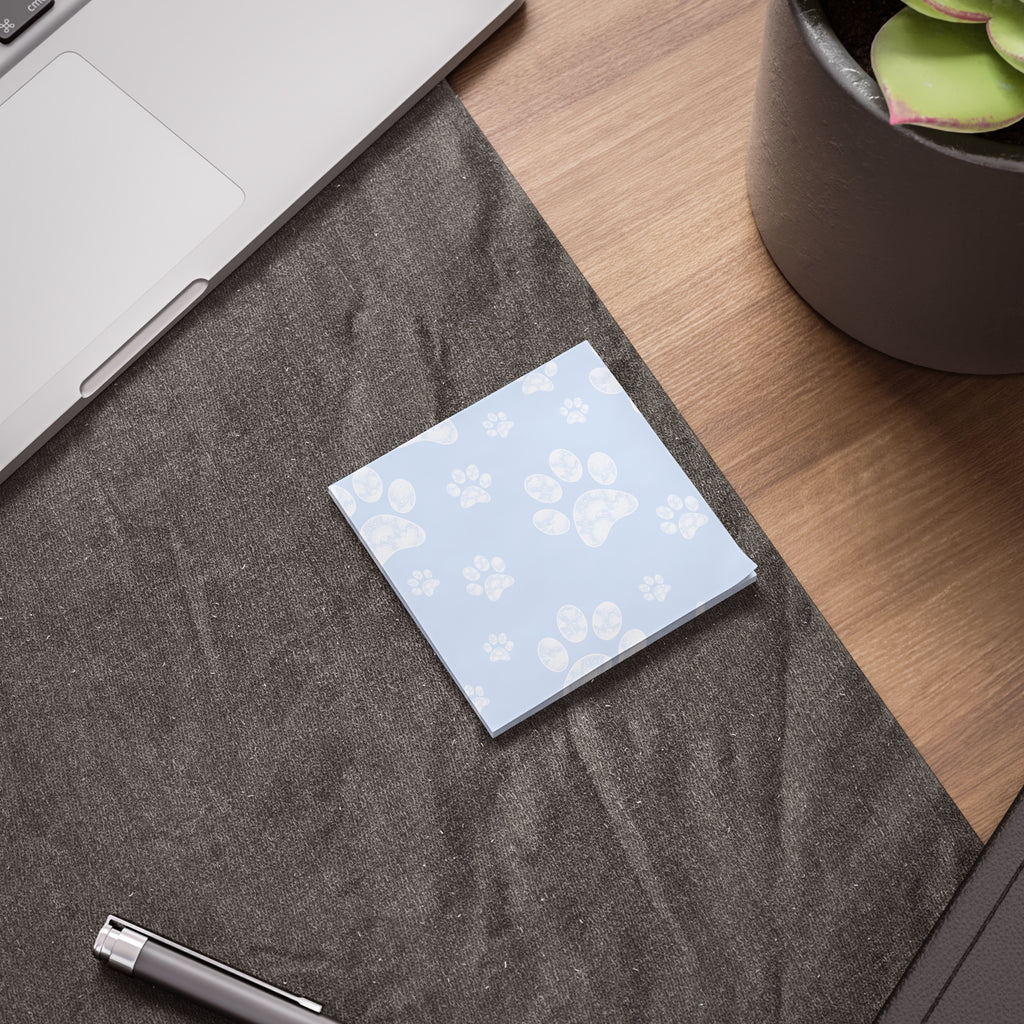 Blue Paw Print Post-It Note Pads, Dog Themed Sticky Notes, Puppy Memo Pads, Perfect for Dog Lovers