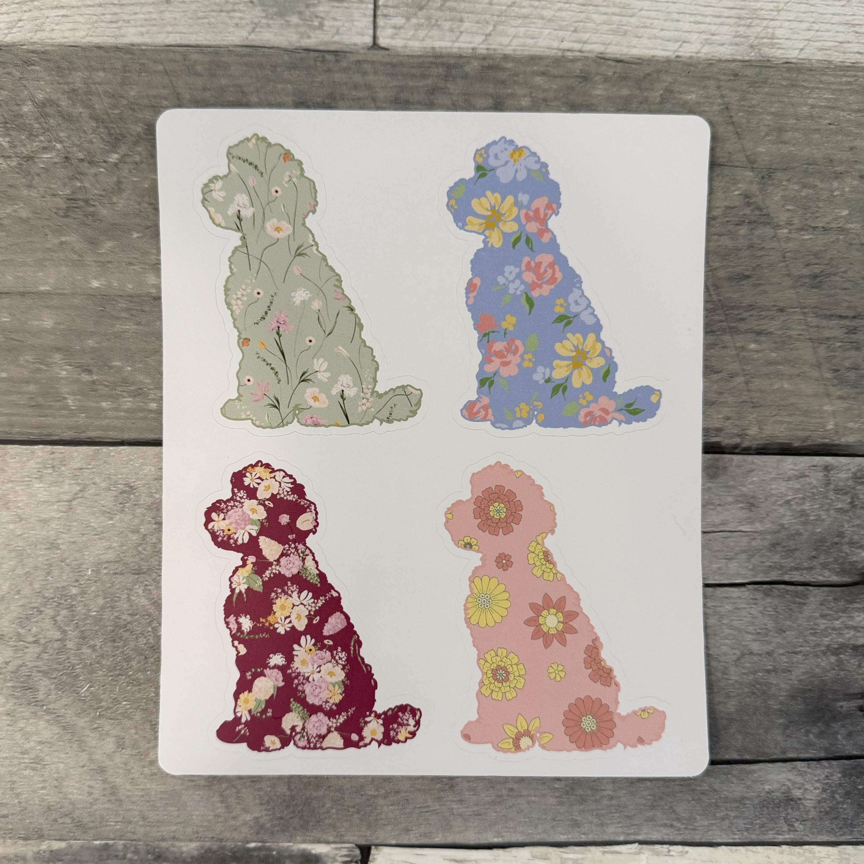 Floral Labradoodle Stickers (set of 4)