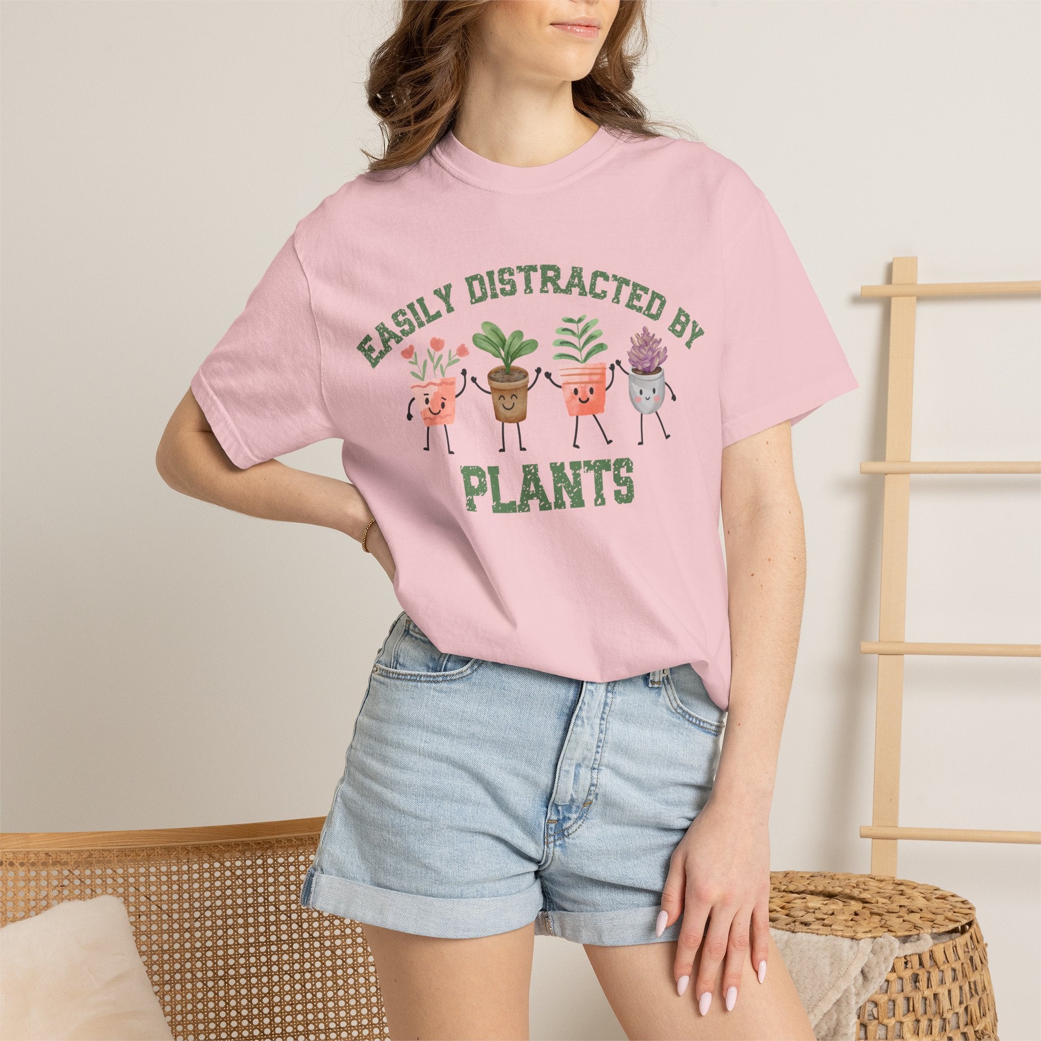 Easily Distracted By Plants Tee, Cute Plant Lover Graphic T-Shirt