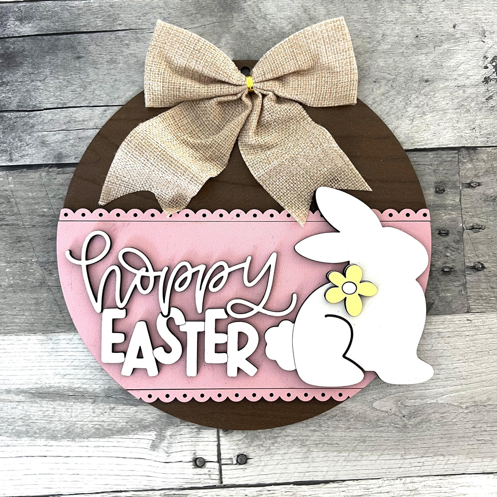 Hoppy Easter Painted Wood Sign