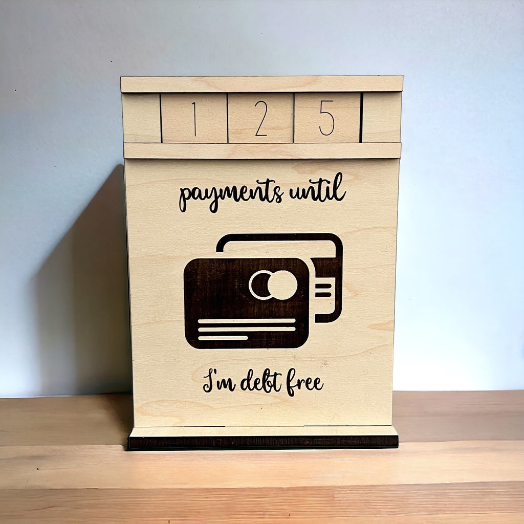 Payments Until I'm Debt Free Wood Countdown
