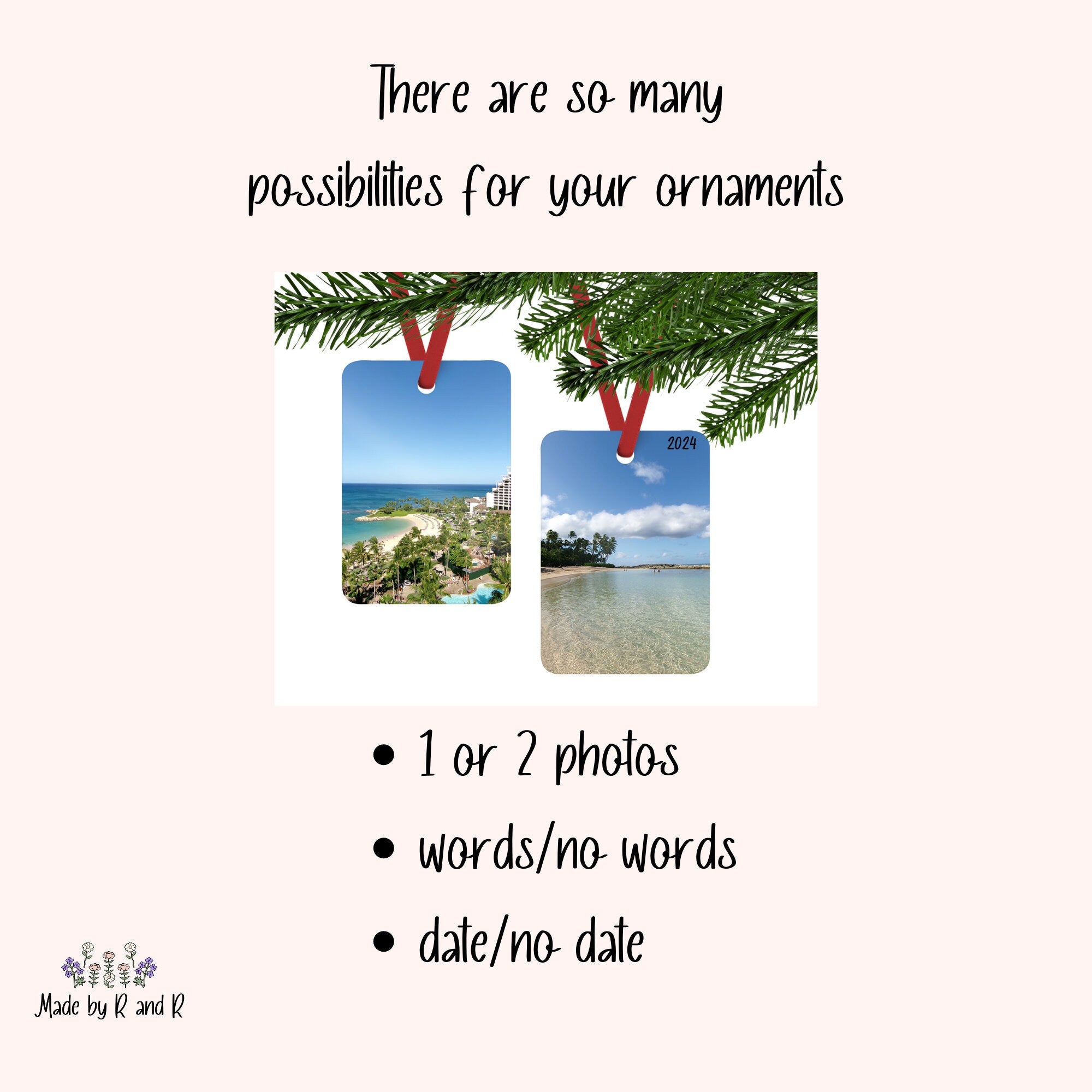 Custom Heart Two-Sided Christmas Photo Ornament