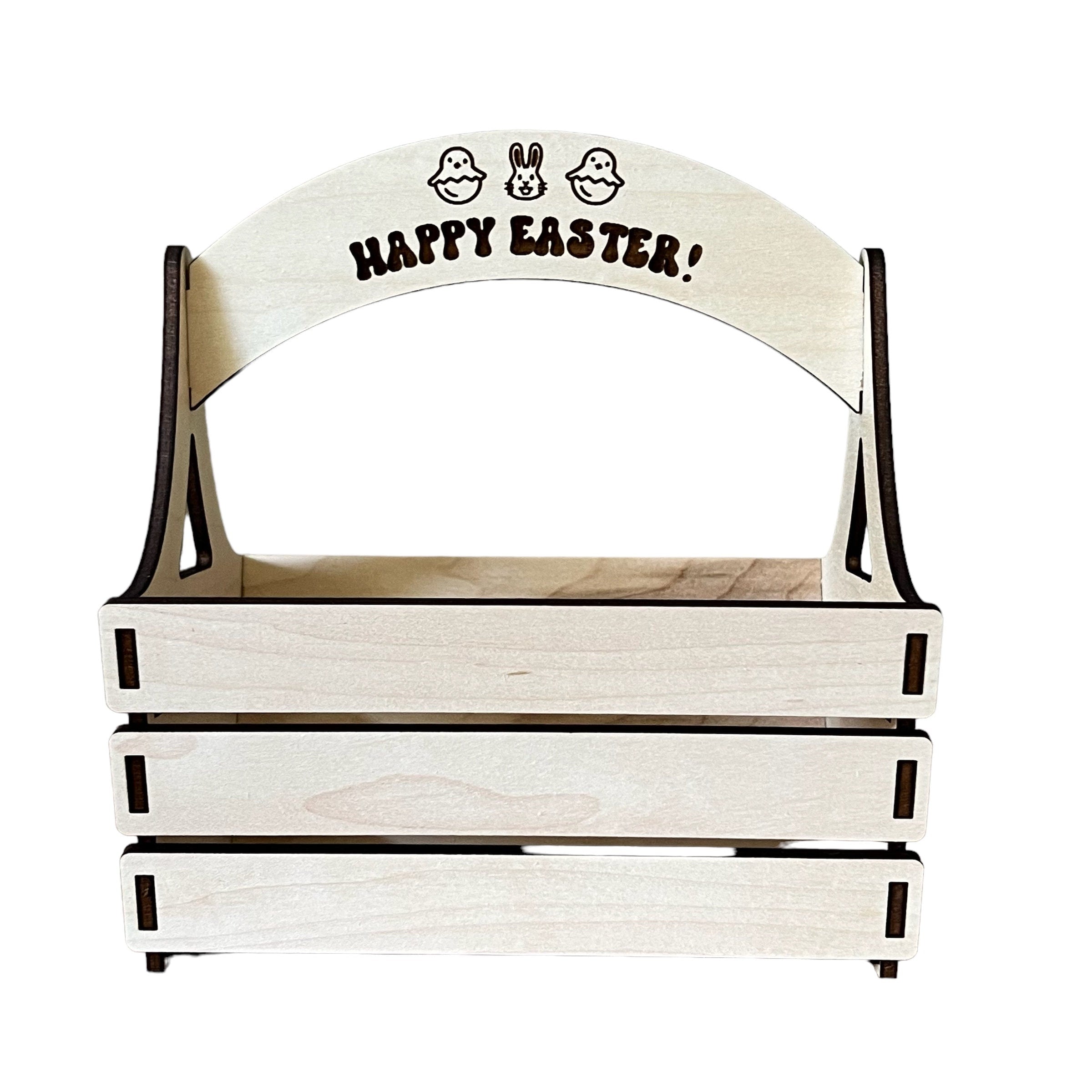 Wood Emoji Easter Basket