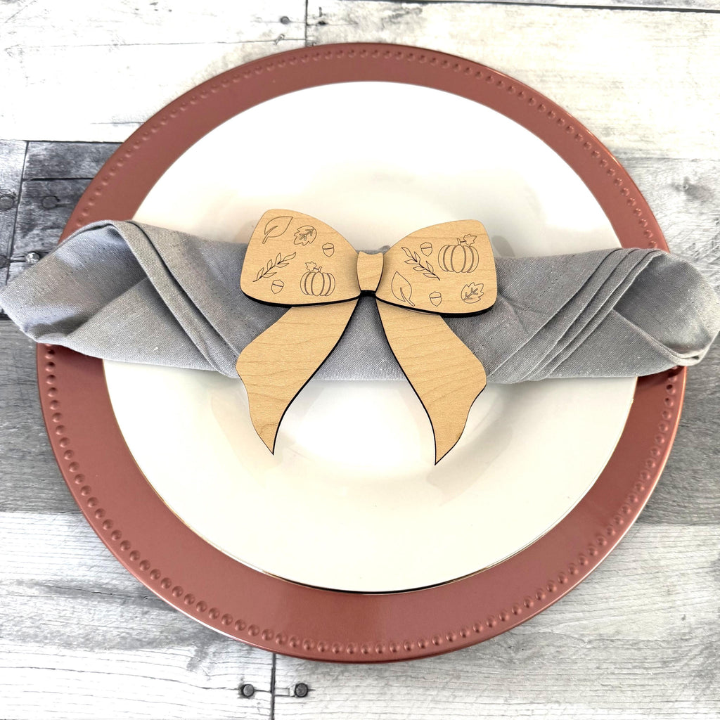 Fall Place Setting Wood Bows (Set of 4)