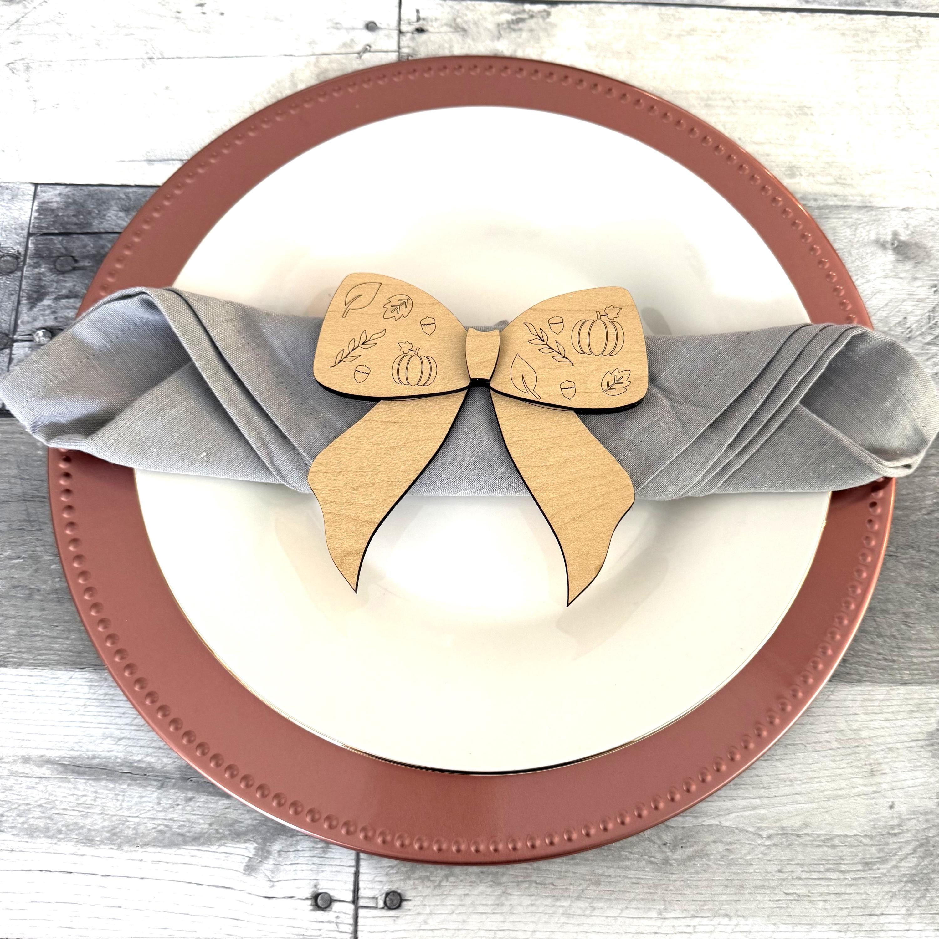 Fall Place Setting Wood Bows (Set of 4)