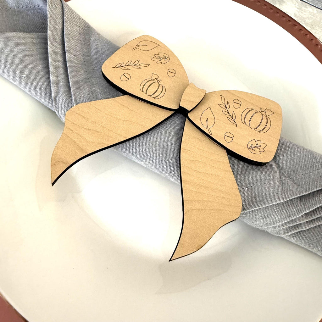 Fall Place Setting Wood Bows (Set of 4)