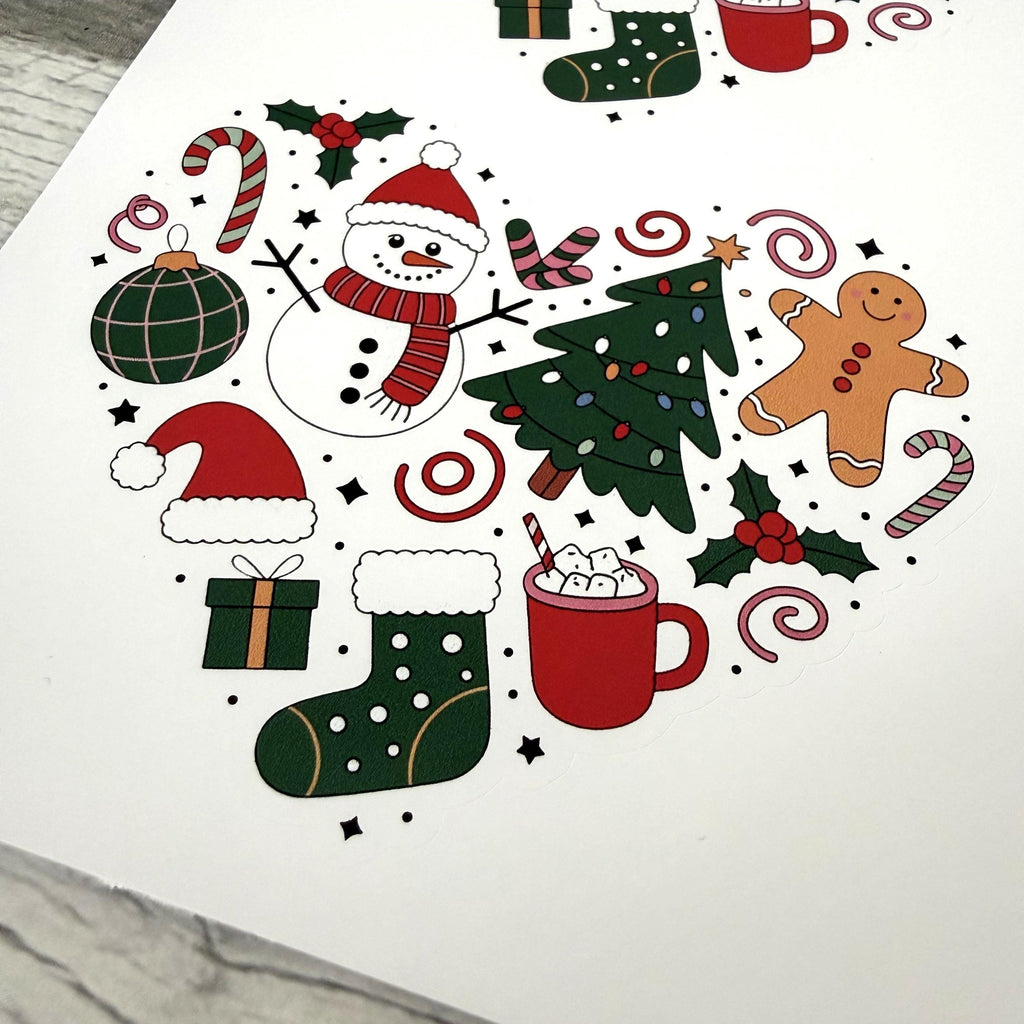 Christmas Heart Stickers (set of 4)