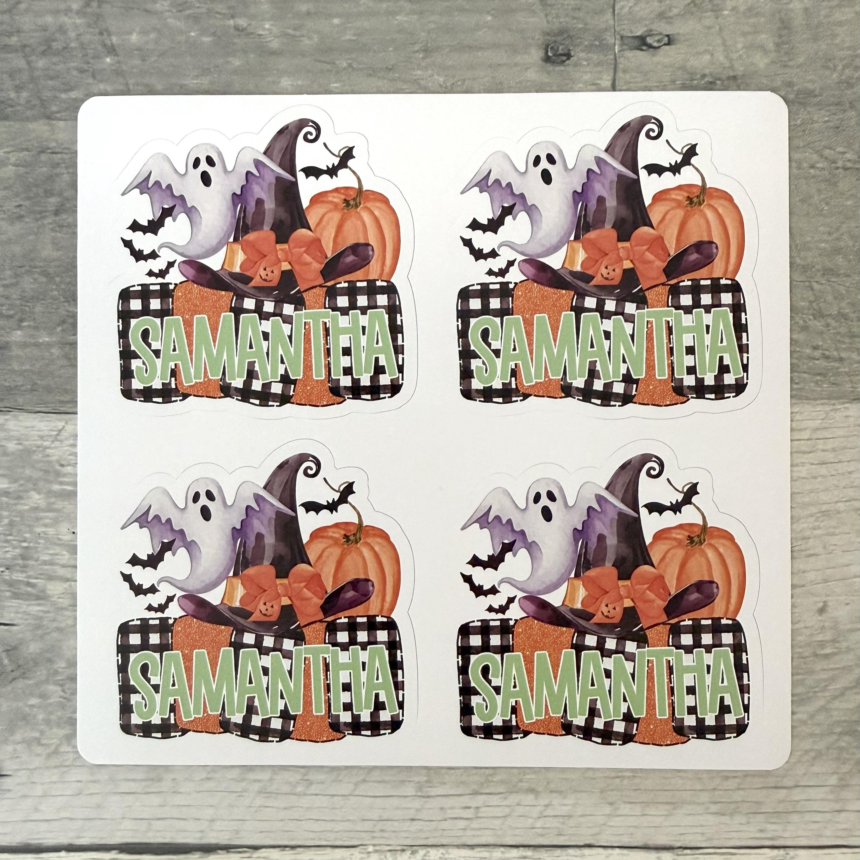 Custom Halloween Stickers with Witches Hat (set of 4)