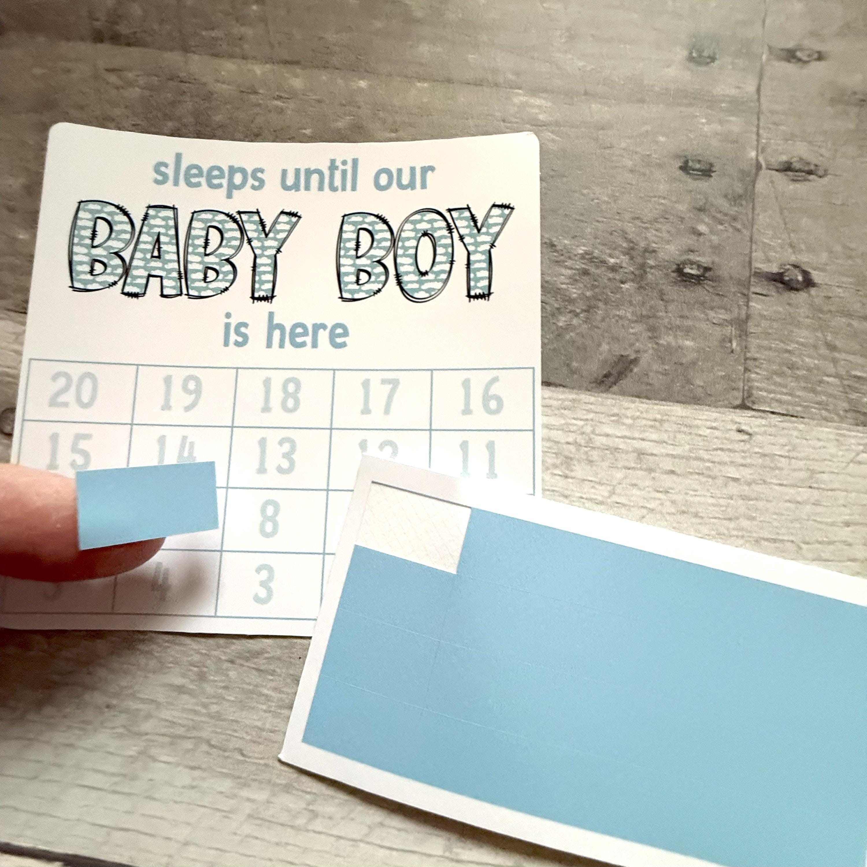 Sleeps Until Our Baby Boy Is Here Small Countdown Sticker