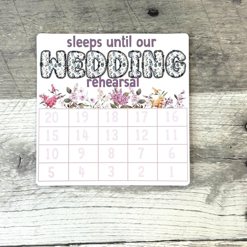 Sleeps Until Our Wedding Rehearsal Small Countdown Sticker