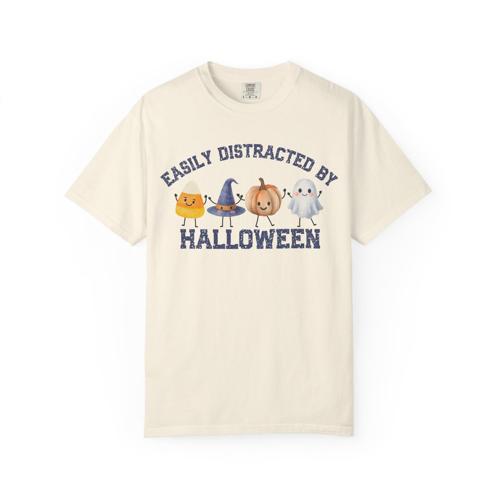 Halloween T-Shirt, Easily Distracted by Halloween, Cute Candy & Costume Graphic