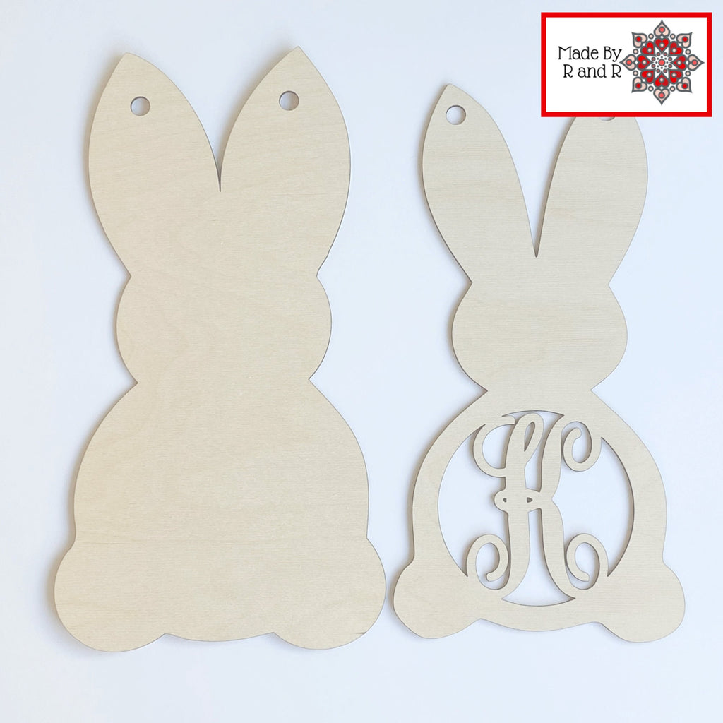 Monogram Bunny Sign Unpainted Wood Cut Outs