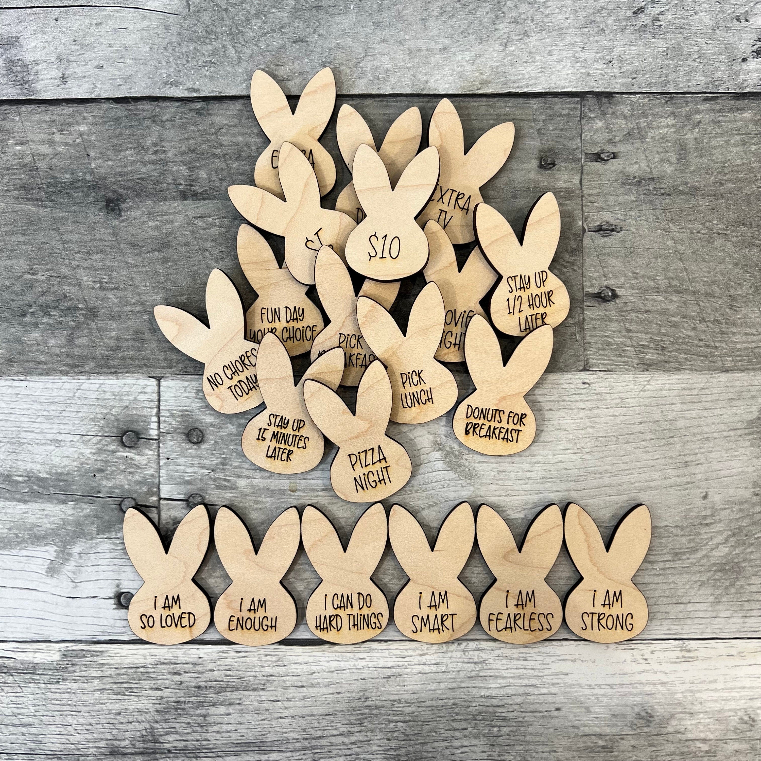 Wood Bunny Tokens For Older Children/Teens
