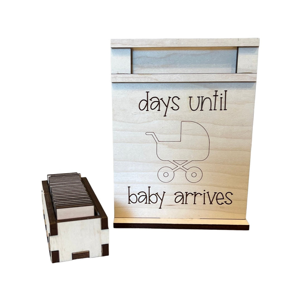 Days Until Baby Arrives Wood Countdown