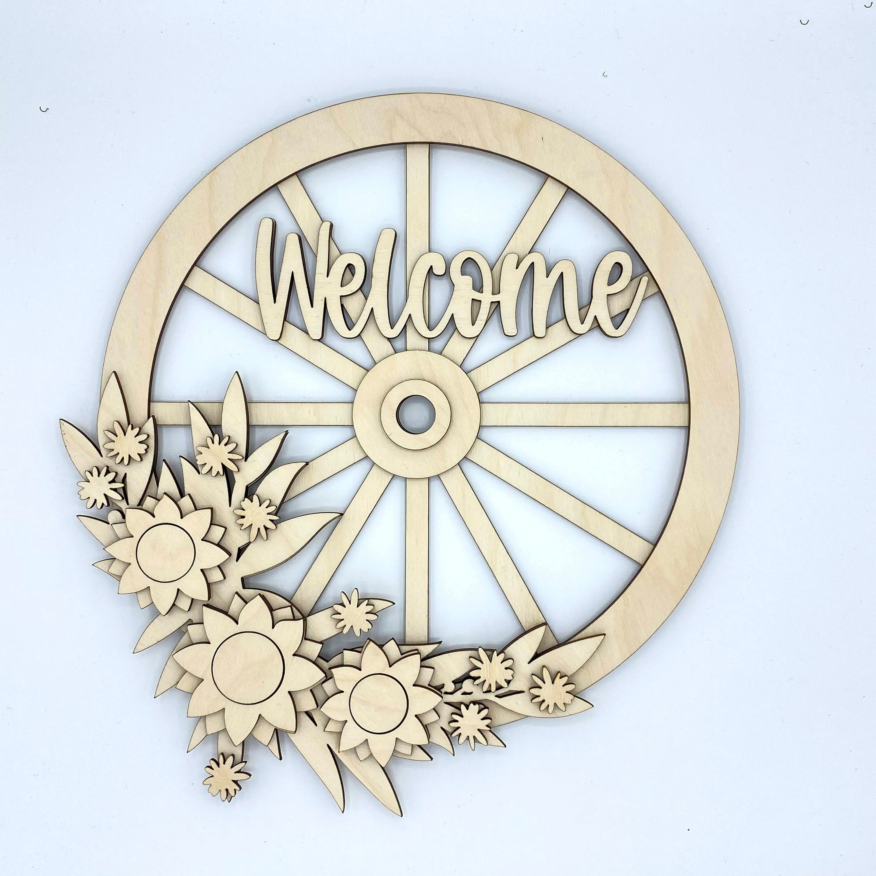 Wagon Wheel Welcome Sign Wood Cut Outs