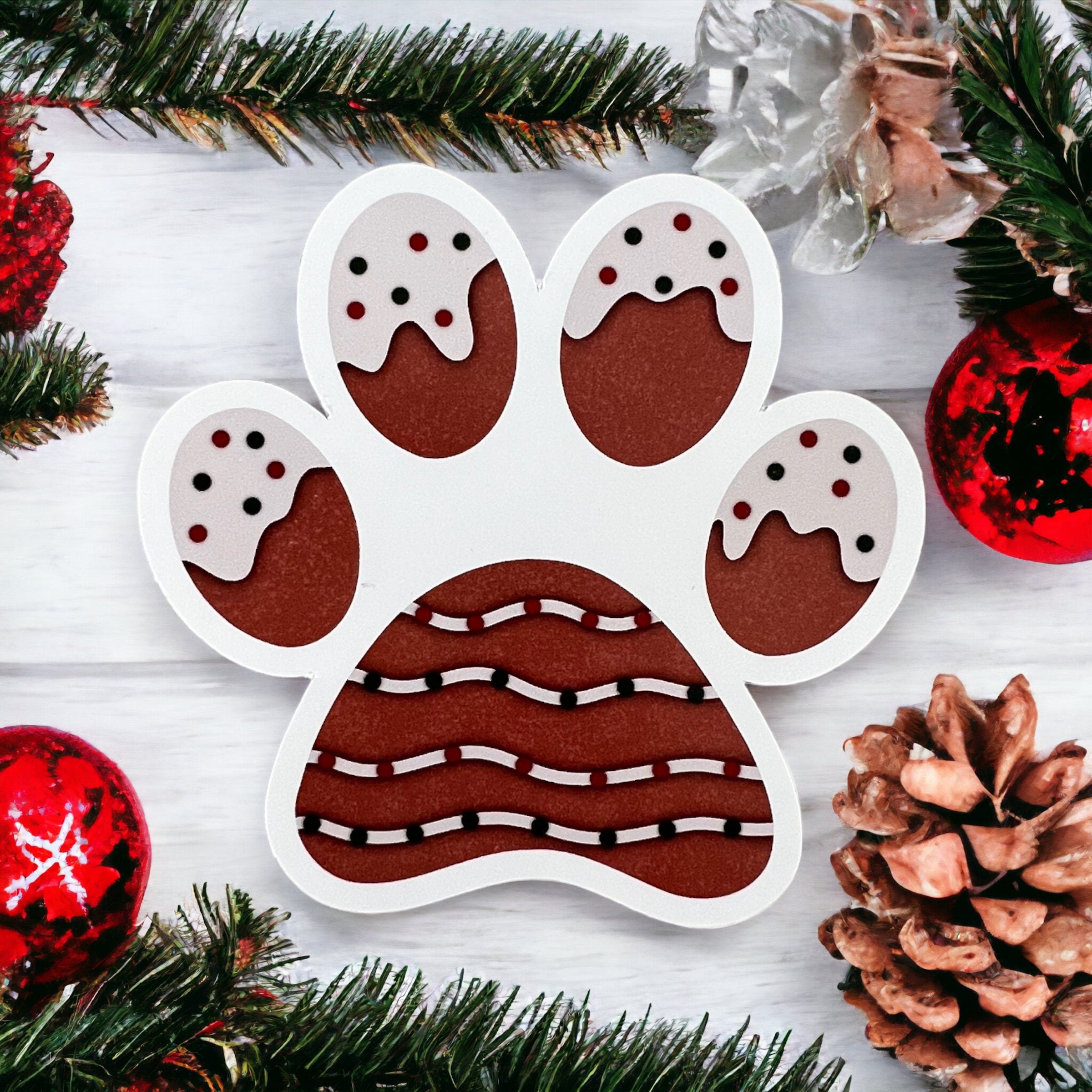 Gingerbread Paw Print Sticker