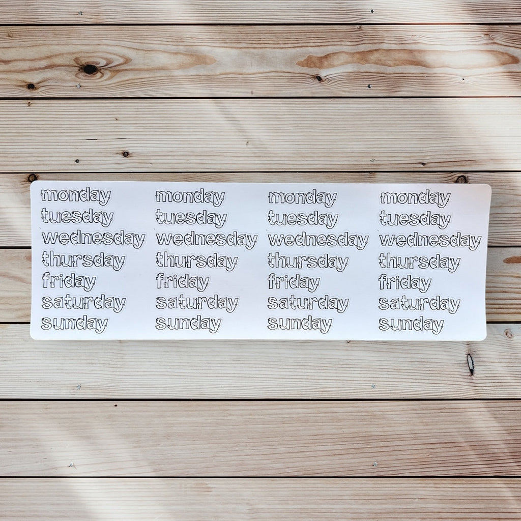 Love Days of the Week Planner Stickers
