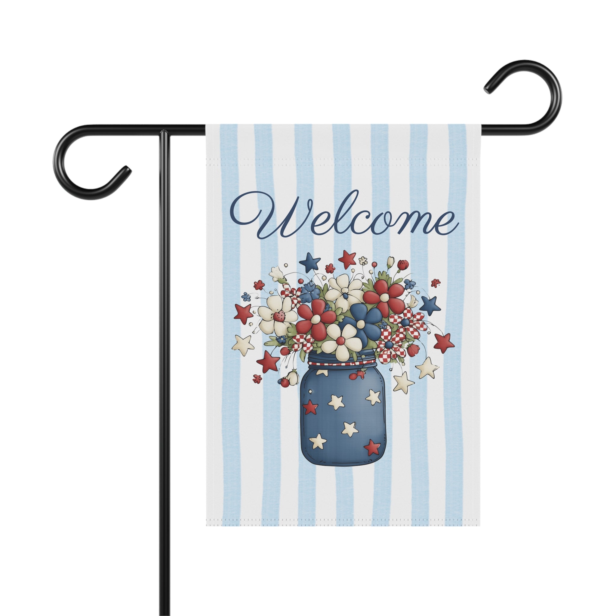 Patriotic Floral Welcome Garden Banner, Floral Décor, Outdoor Flag, Housewarming Gift