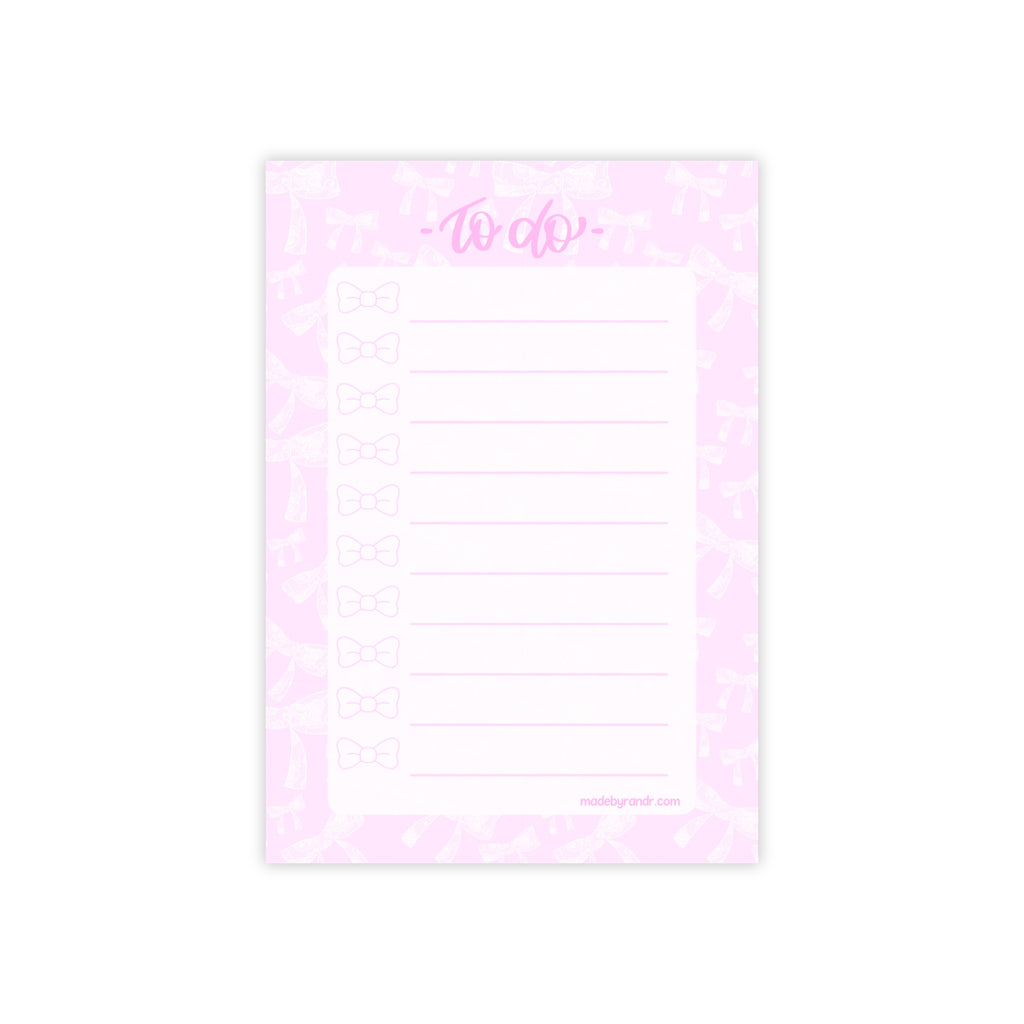 Pink Bows To Do Checklist Sticky Notes for Planning & Lists