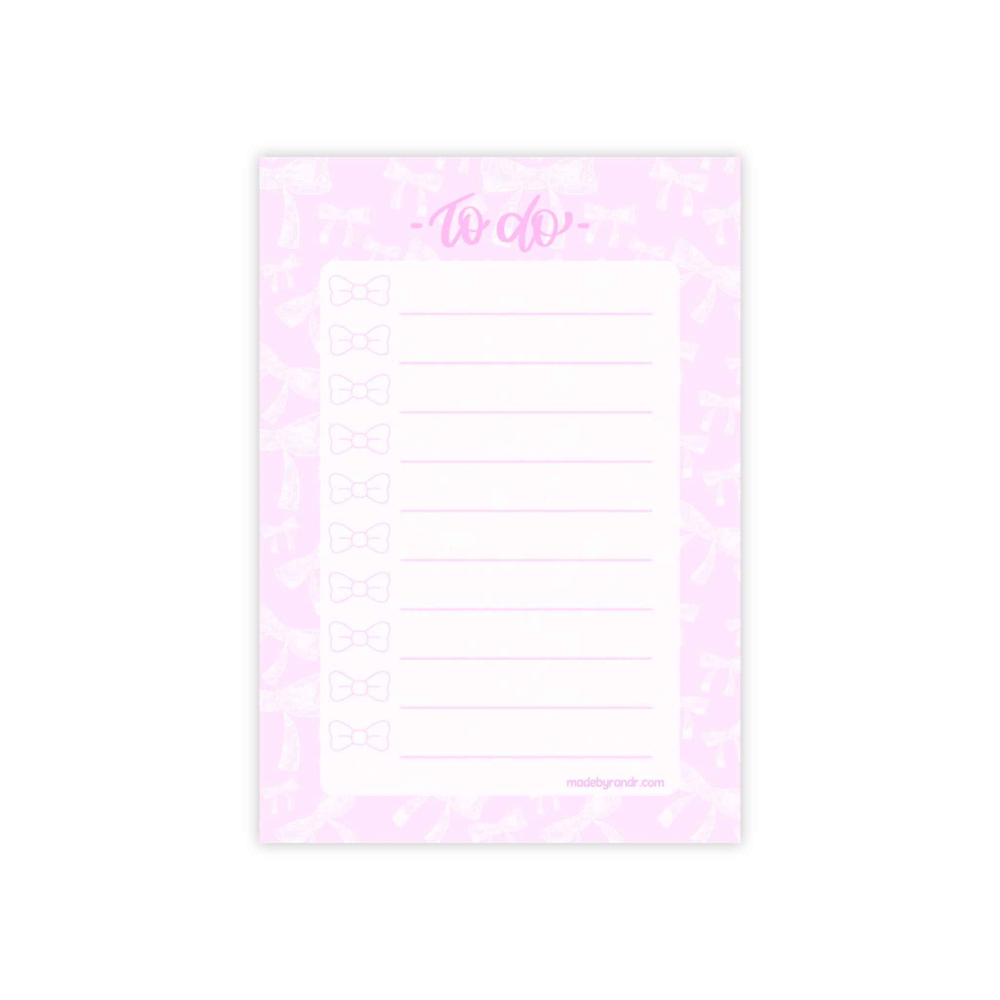 Pink Bows To Do Checklist Sticky Notes for Planning & Lists