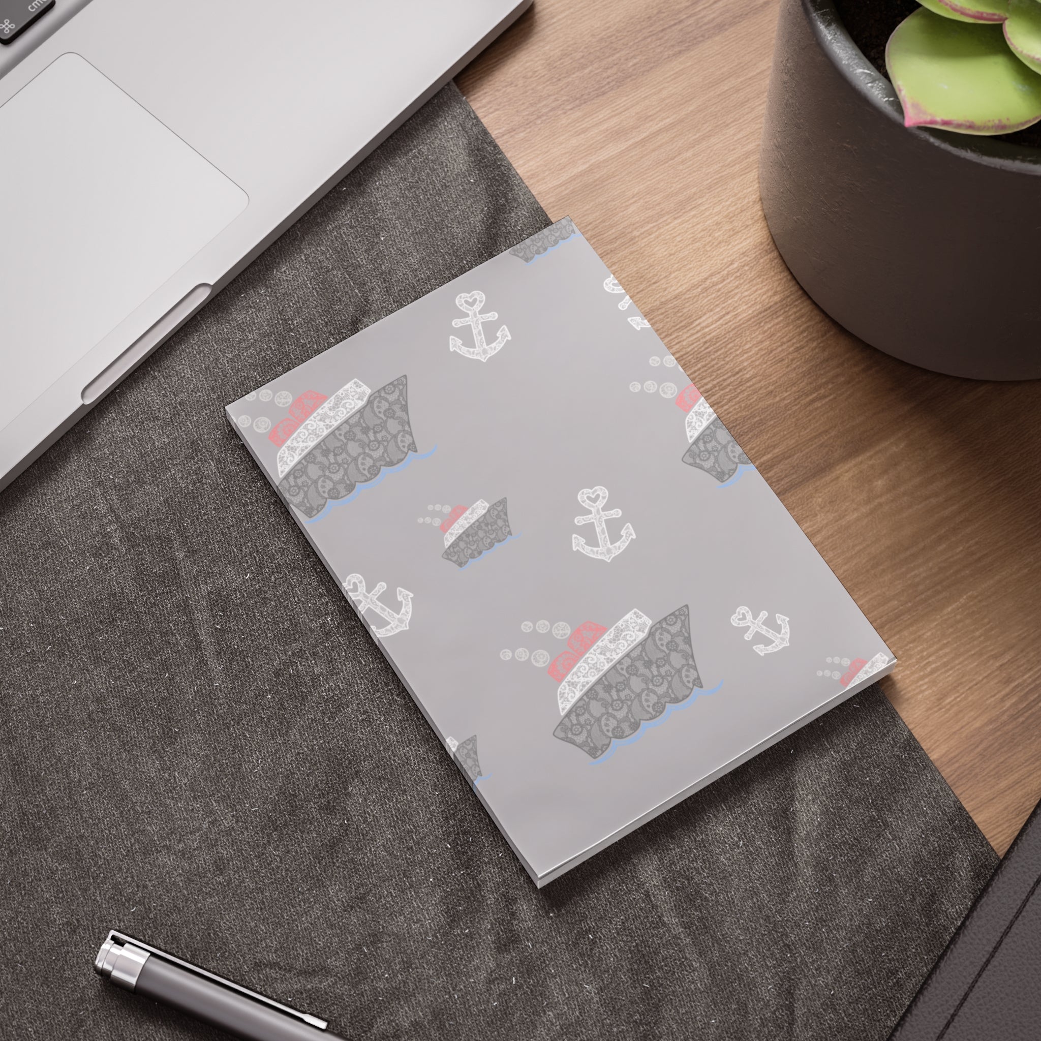 Gray Nautical Post-It Note Pads, Cruise Themed Sticky Notes, Cruise Ship Memo Pads, Perfect for Cruise Gifts