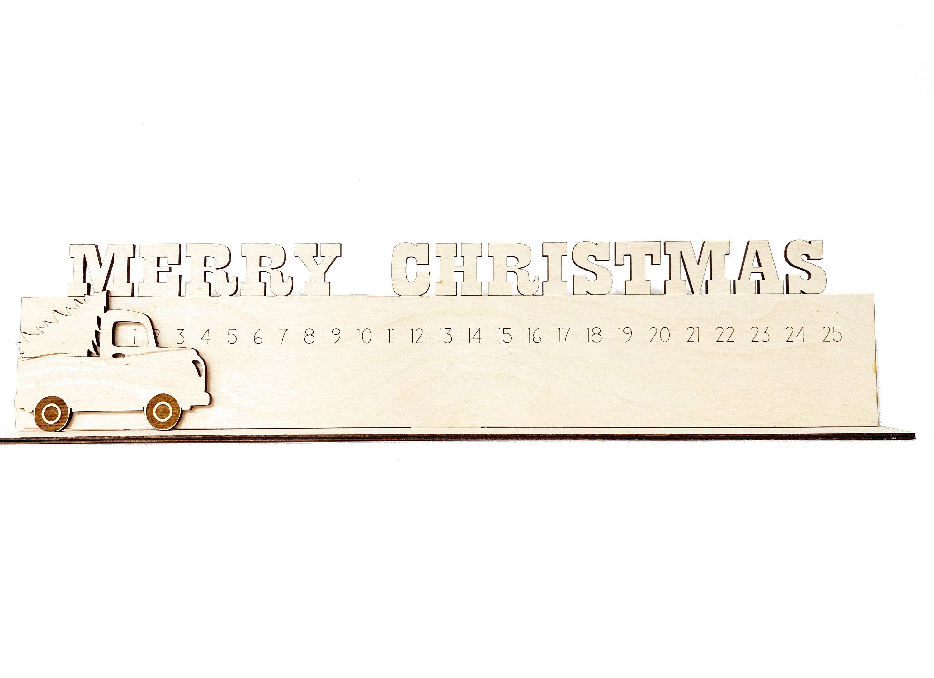 Merry Christmas Truck Wood Holiday Countdown